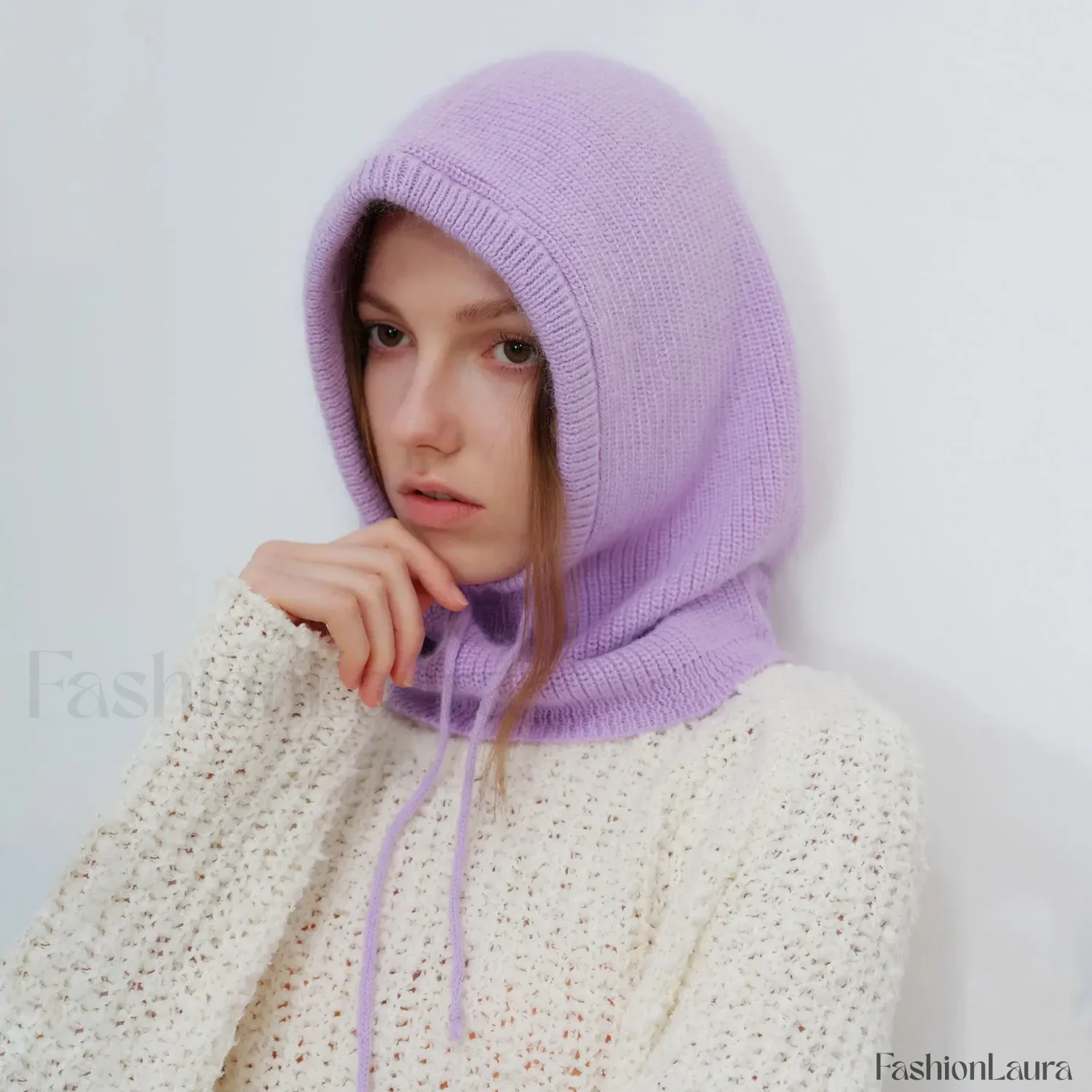 Fashion Balaclava Autumn Winter Warm Neck Women's Solid Color Hat - Image 37