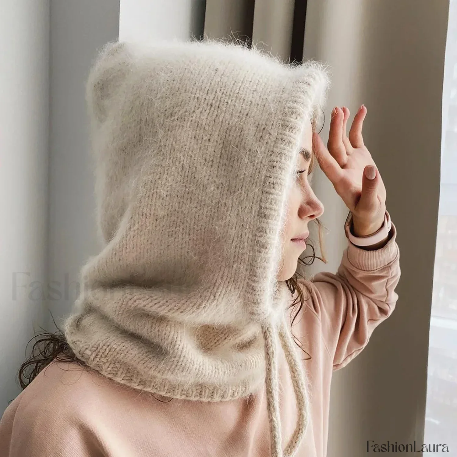 Fashion Balaclava Autumn Winter Warm Neck Women's Solid Color Hat - Image 47