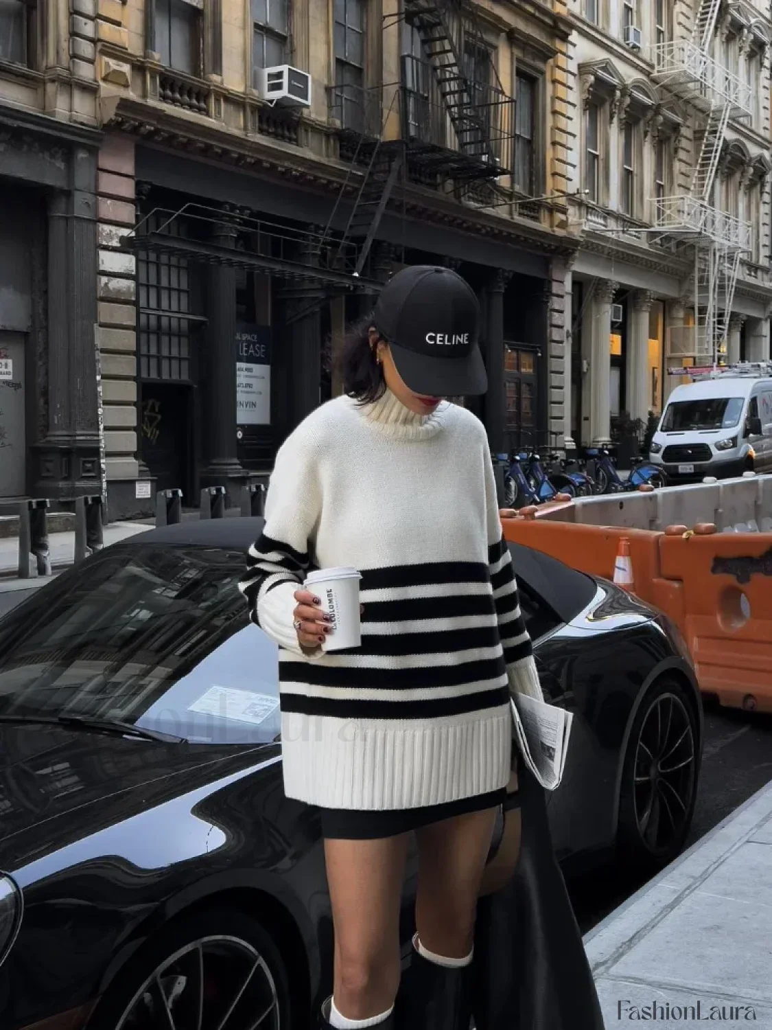 Fashion Contrast Stripe Women's Knitted Pullover Elegant Turtleneck Long Sleeve Warm Sweater - Image 14