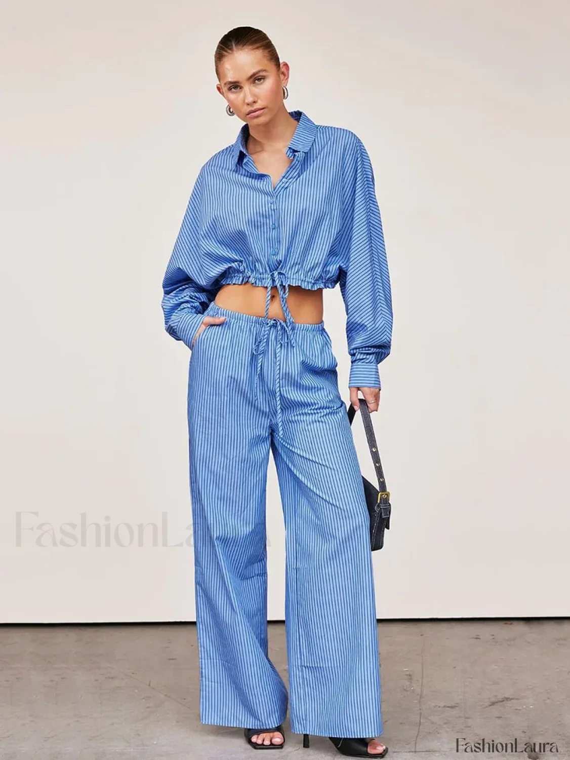Fashion Long Sleeve Collar Pants Two Piece Set - Image 8