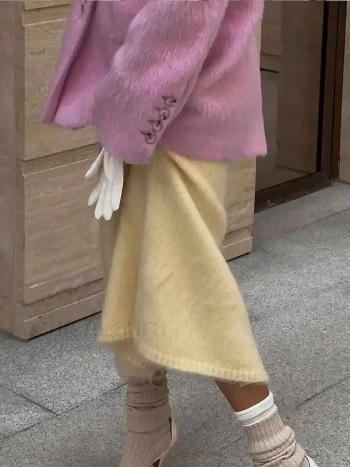 Fashion Pink Lapel Long Sleeves Women Blazer Jacket Loose Overcoats - Image 18