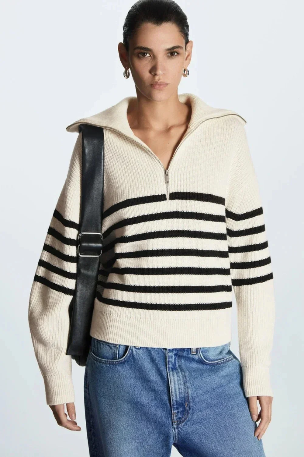 Fashion Wool Blend Open Collar Sweater - Image 15