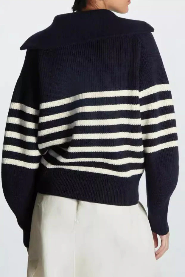 Fashion Wool Blend Open Collar Sweater - Image 4
