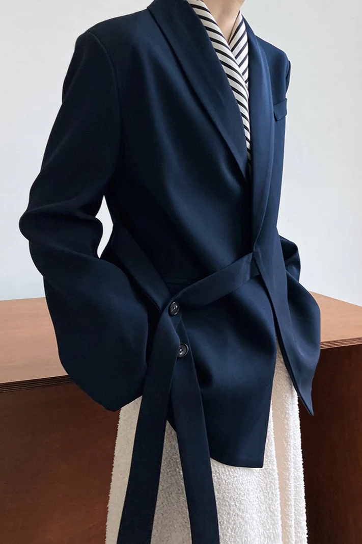 Fashionable Draped Apple Collar Blazer - Image 6