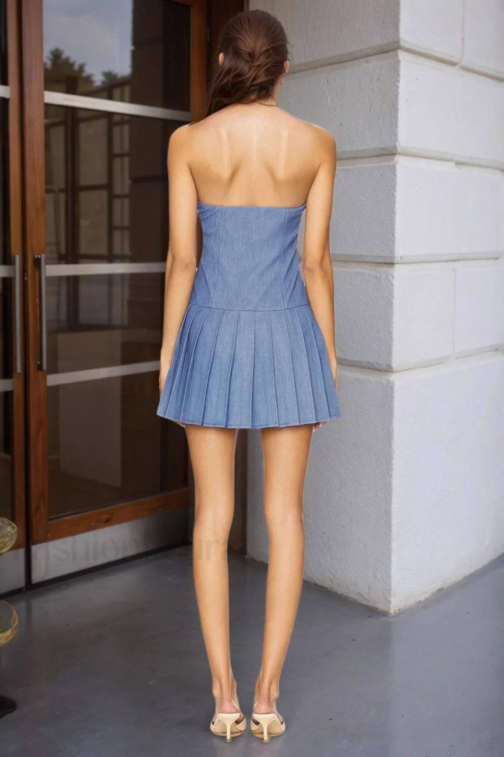 Fashionable Halter Ruched Bodycon Work Dress - Image 3