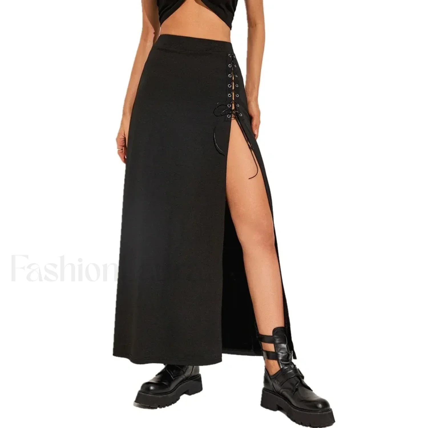 Black Sexy Split Casual All-Match Skirt - Image 4