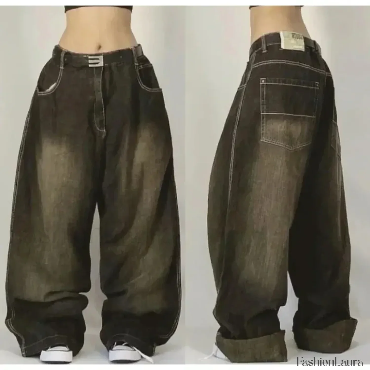 Vintage Washed Baggy Pants - Image 16