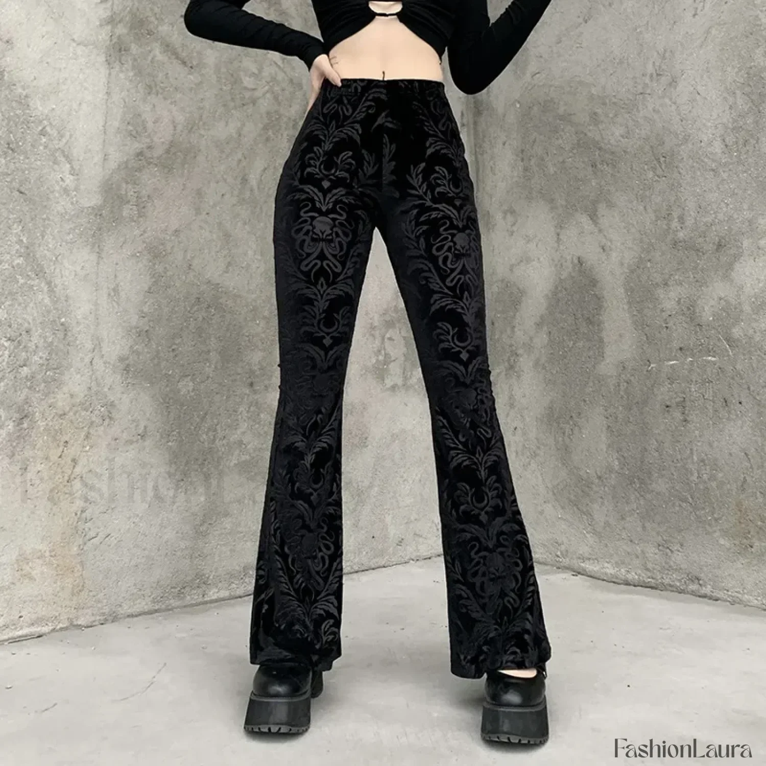 Retro Print Black Pants for Halloween Celebrations - Image 14