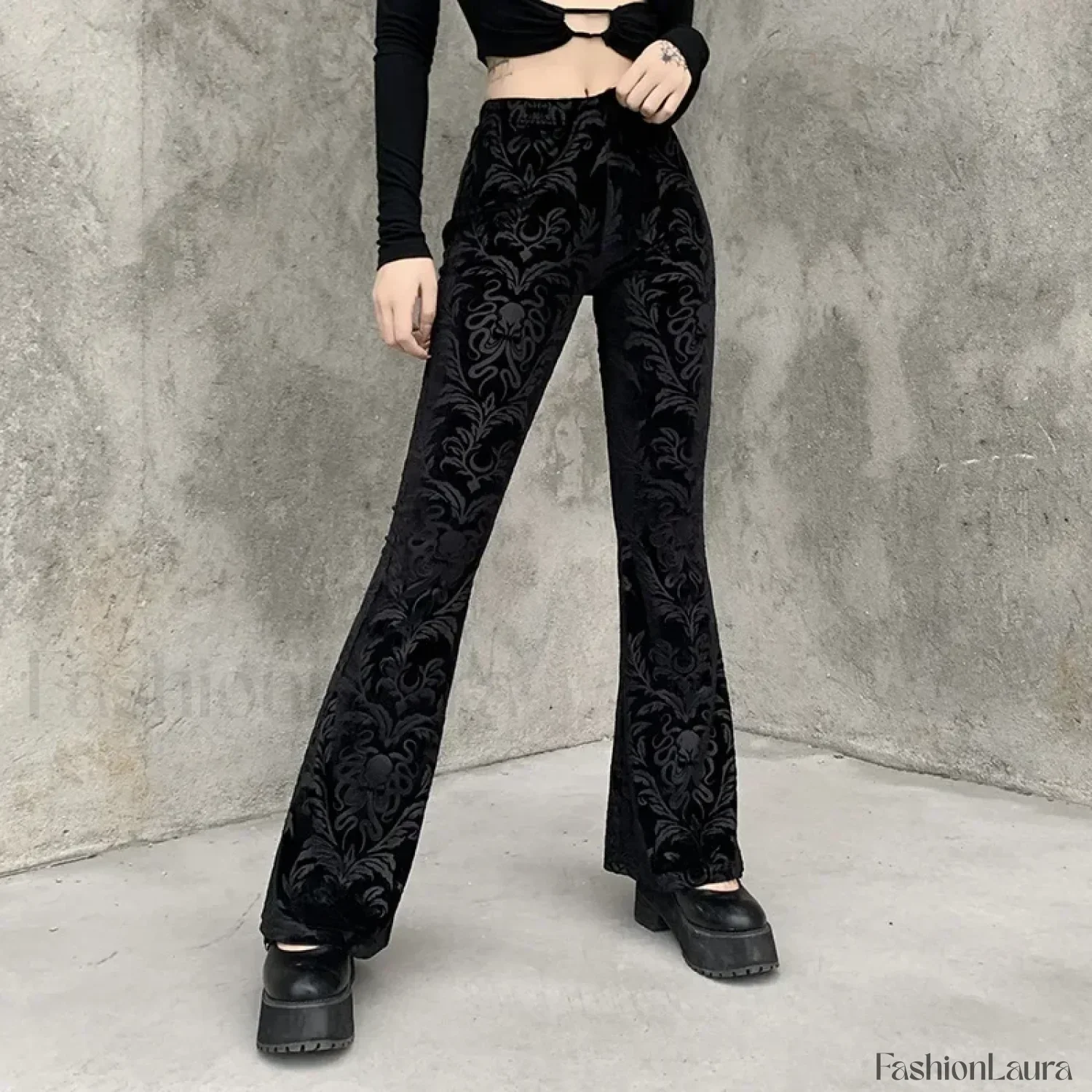 Retro Print Black Pants for Halloween Celebrations - Image 17