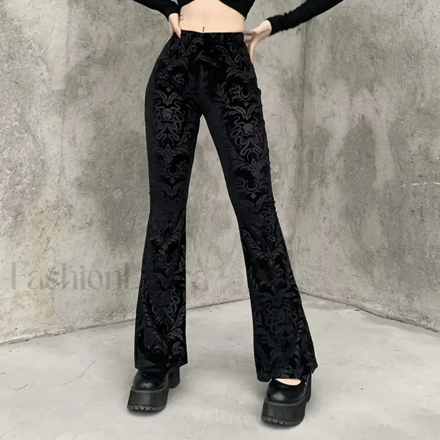 Retro Print Black Pants for Halloween Celebrations - Image 2