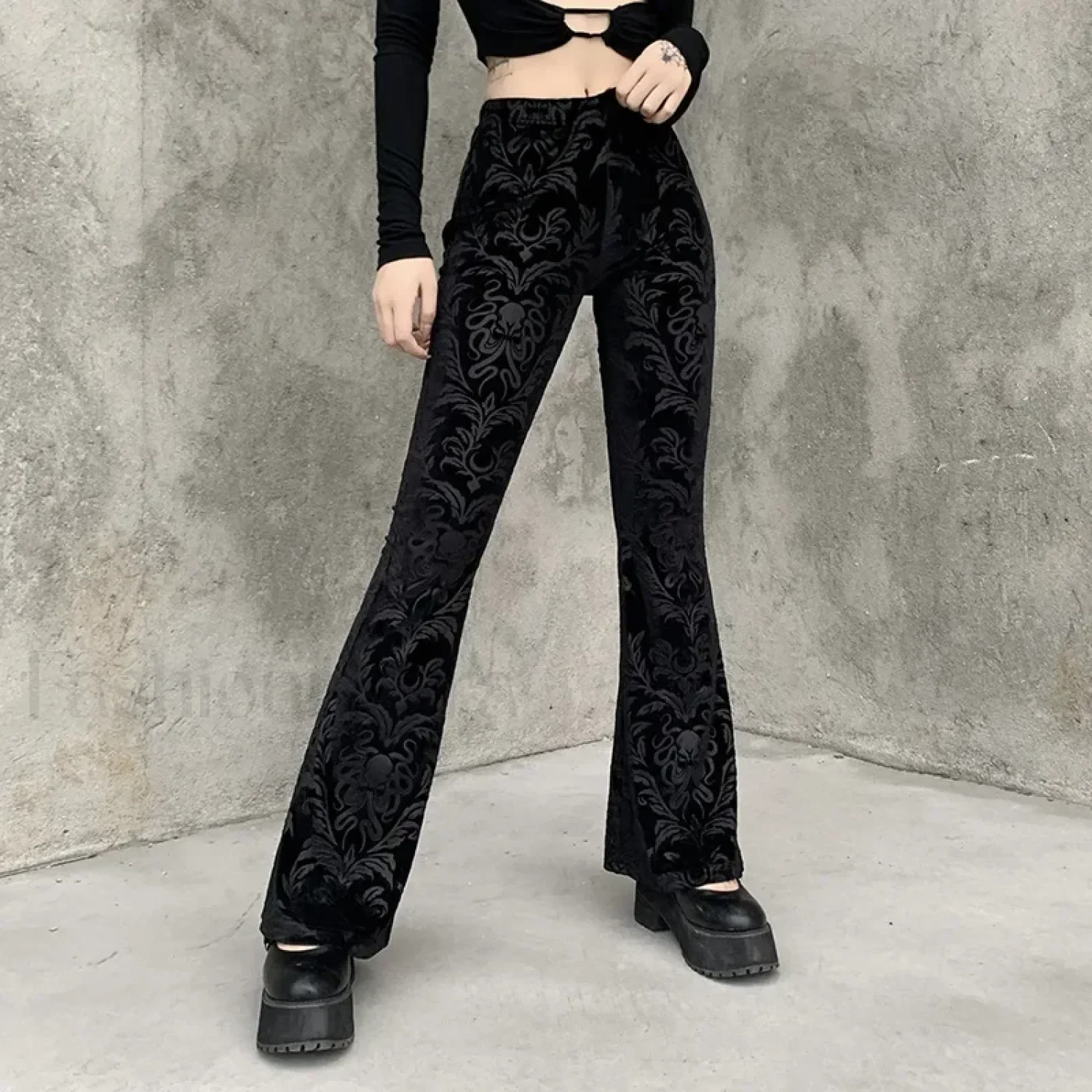 Retro Print Black Pants for Halloween Celebrations - Image 9