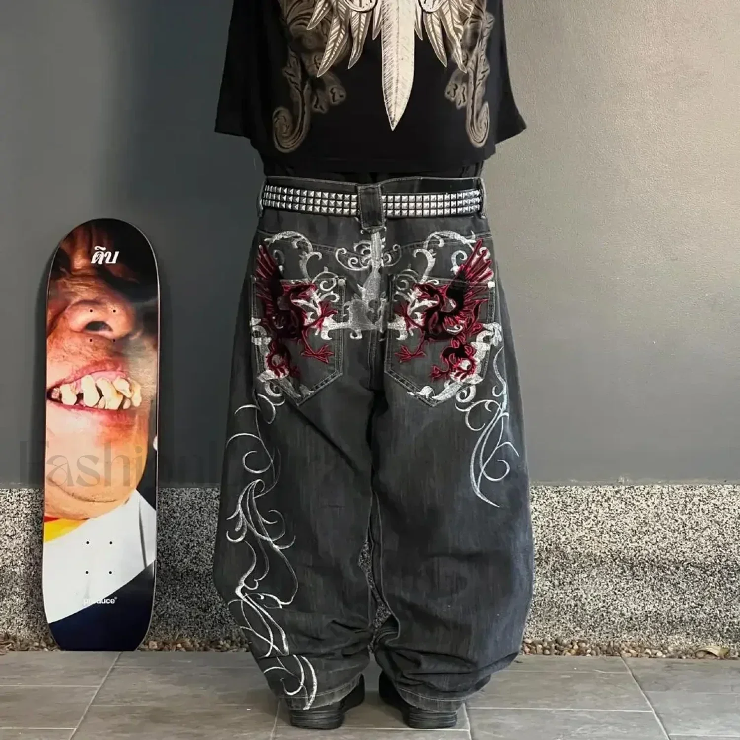 Vintage Wide Leg Baggy Jeans for Men: Y2K Hip Hop Street Style - Image 2