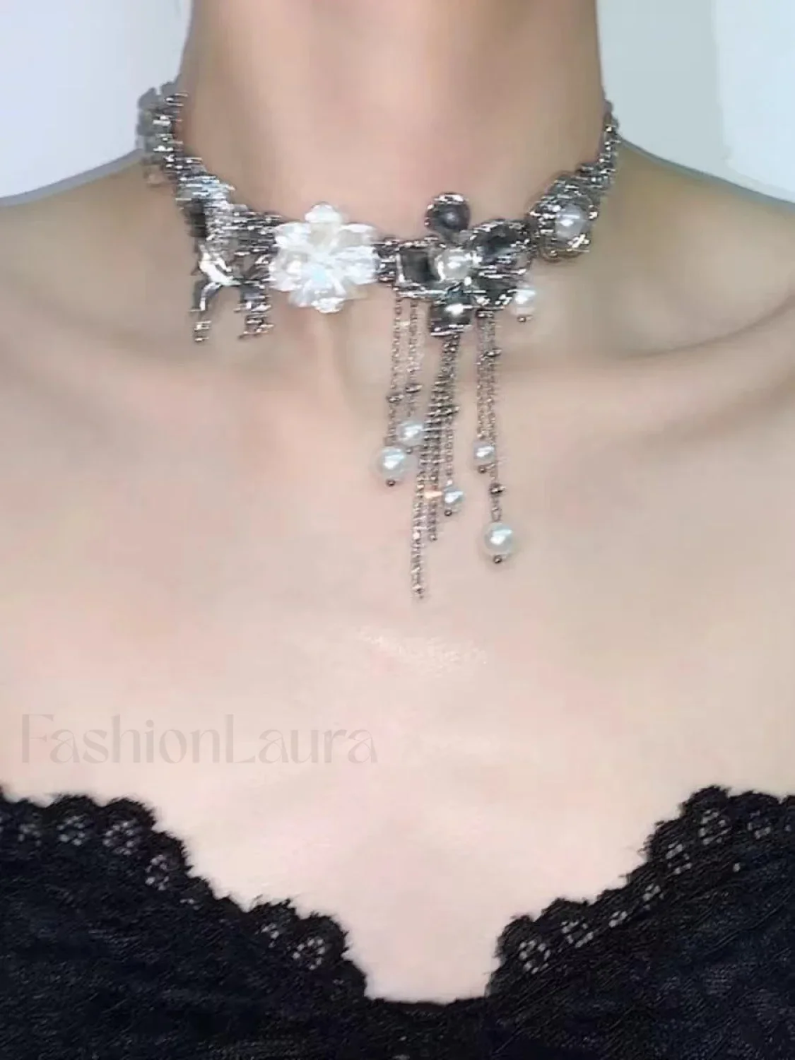 Butterfly Love Pearl Tassel Sweet Cool Necklace - Image 3