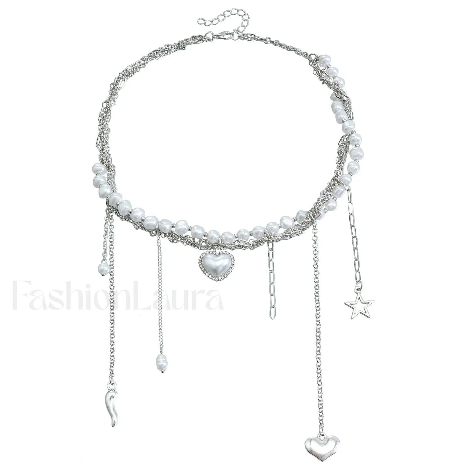 Multi-layer Tassel Pearl Star Pendant Necklace - Image 4
