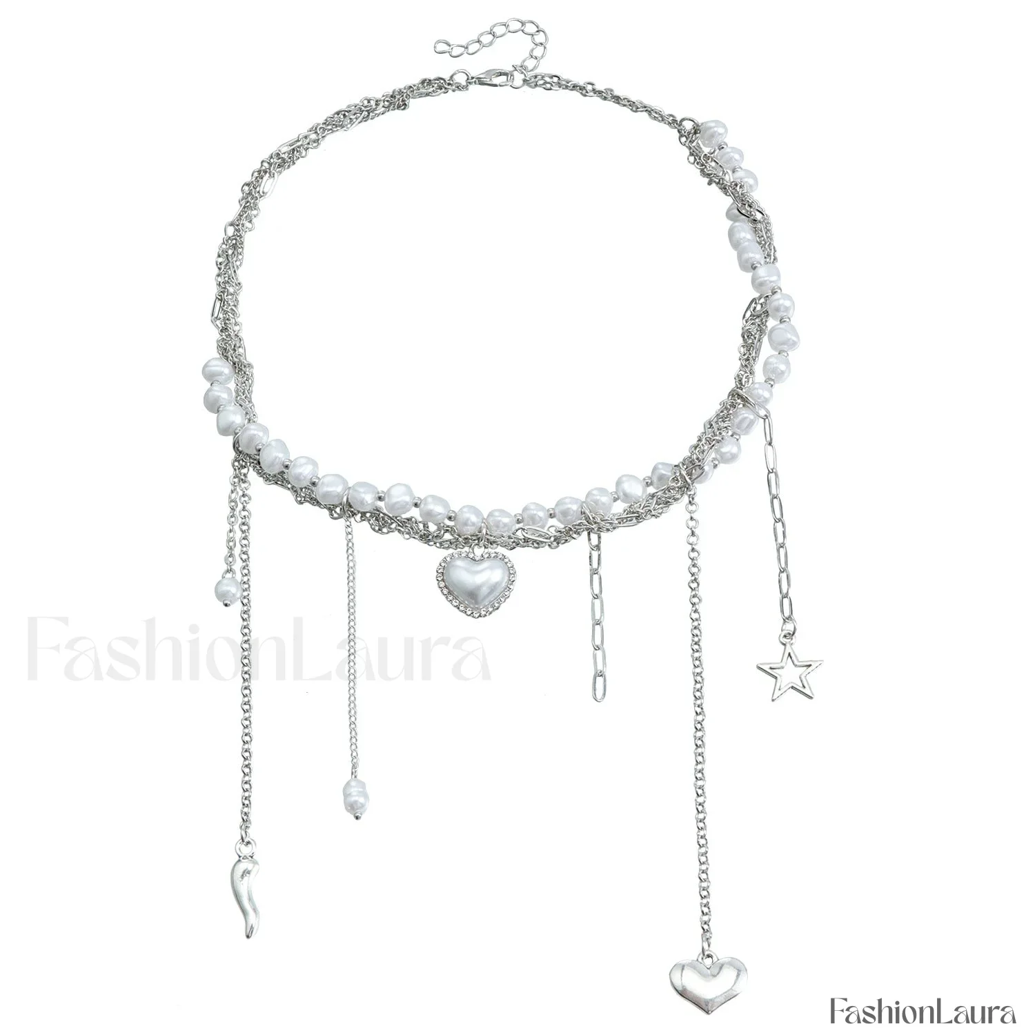 Multi-layer Tassel Pearl Star Pendant Necklace - Image 9