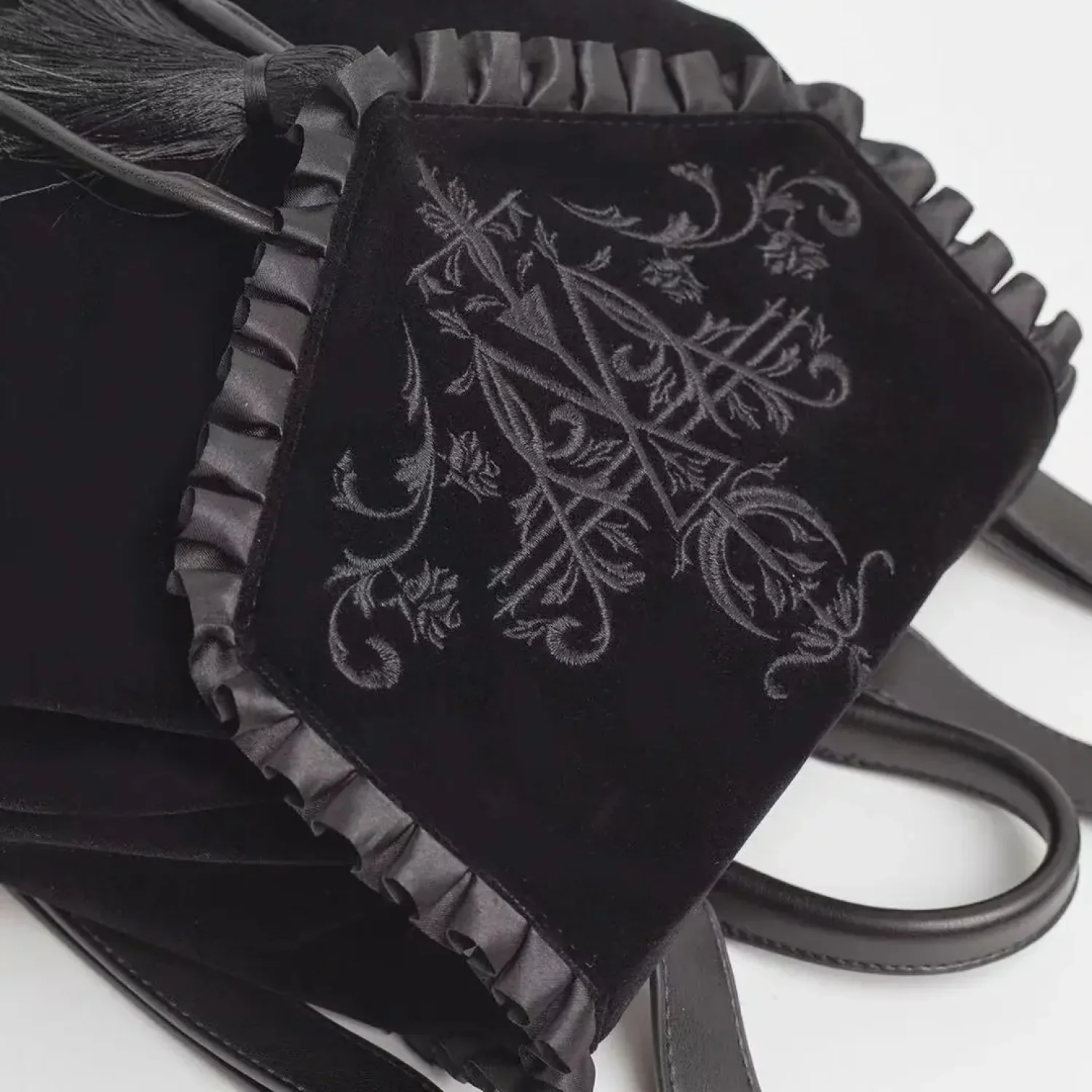 Black Gothic Velvet Witch Harajuku Magic Embroidery Dark Punk Shoulder Bag - Image 10