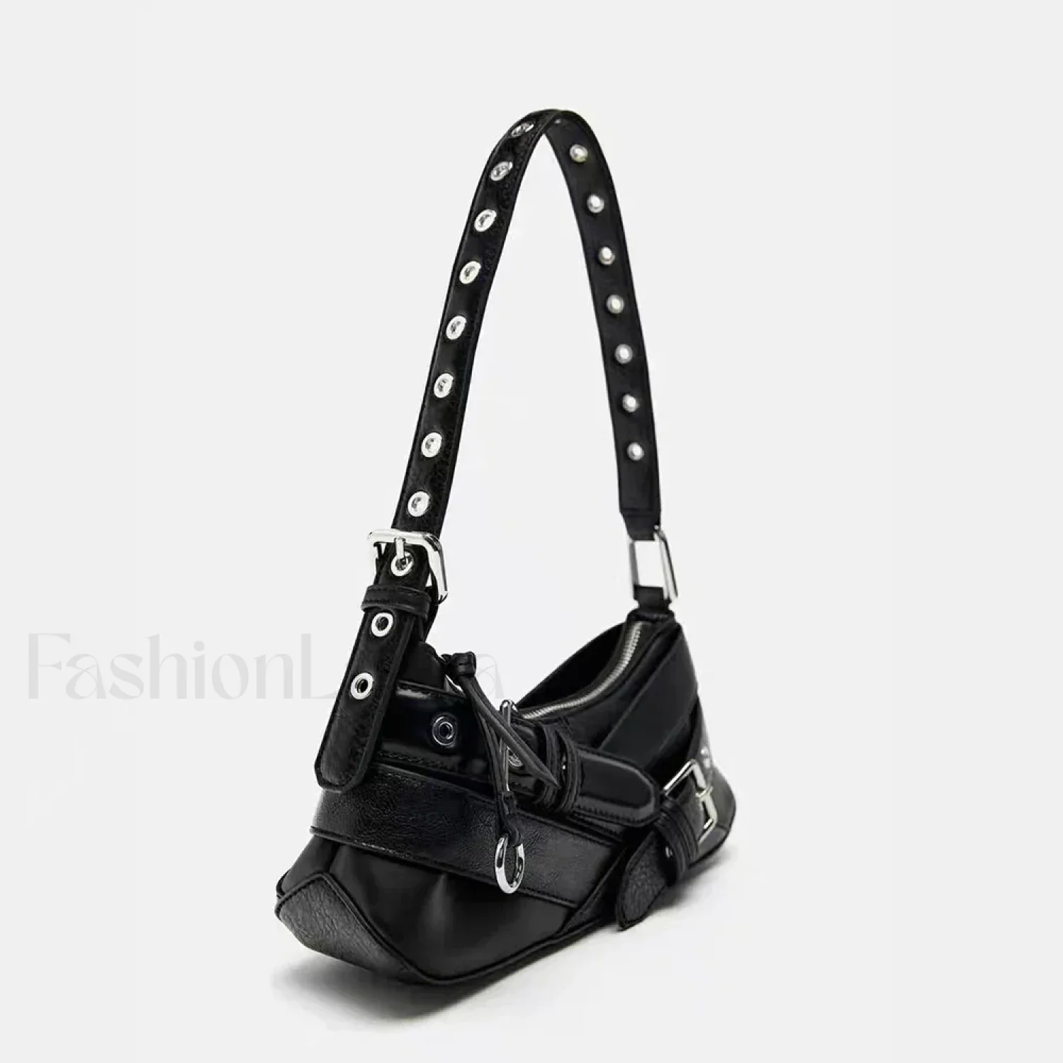 Goth Y2K Punk Rivet Chain School PU Leather Skeleton Fashion Women Backpack Bag - Image 5