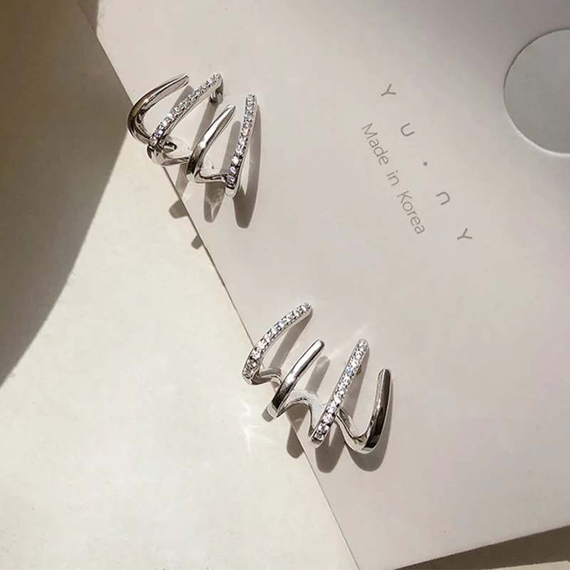 Bright Crystal Luxury Korean Unusual Claw Stud Irregular Pearl Earring - Image 41