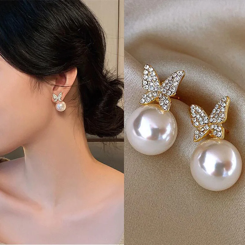 Bright Crystal Luxury Korean Unusual Claw Stud Irregular Pearl Earring - Image 65
