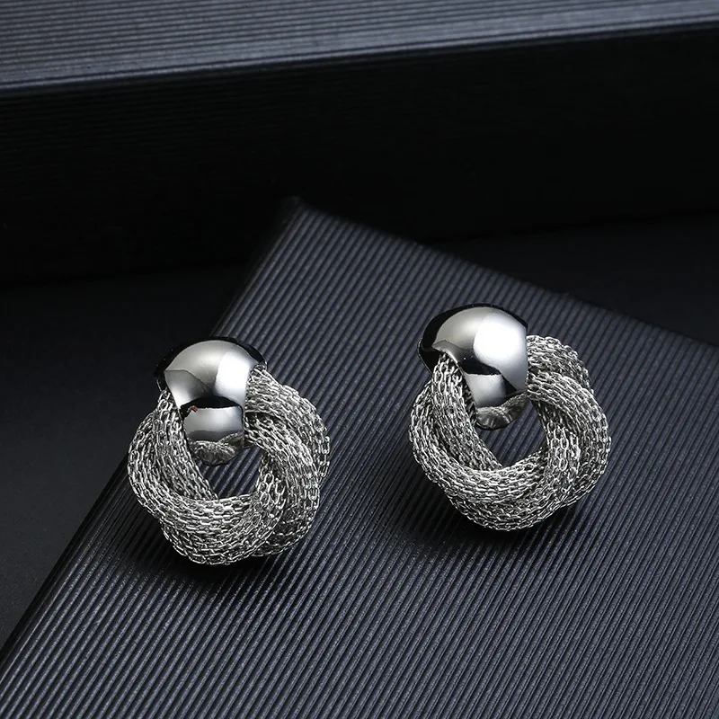 Vintage Metallic Twisted Weaving Round Circle Dangle Earrings Wedding Earring - Image 11