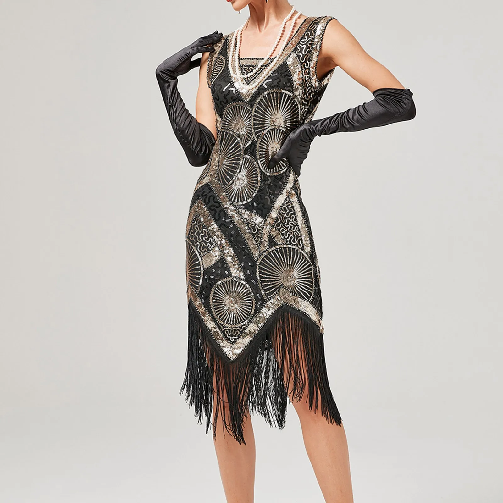 For Women 2024 1920s O-neck Sleeveless Tassel Shinny Glitter Sequin Club Party Vestidos Prom Dress - Image 37