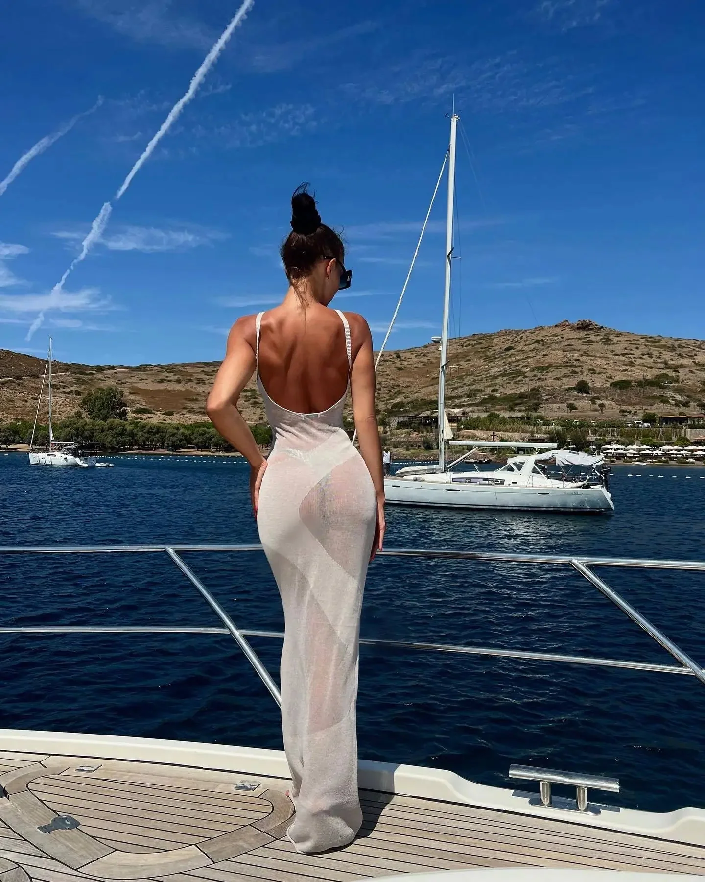 Summer Knit Backless See Through Sexy Sleeveless Bodycon Beach Party Cover Up Maxi Dress - Image 19