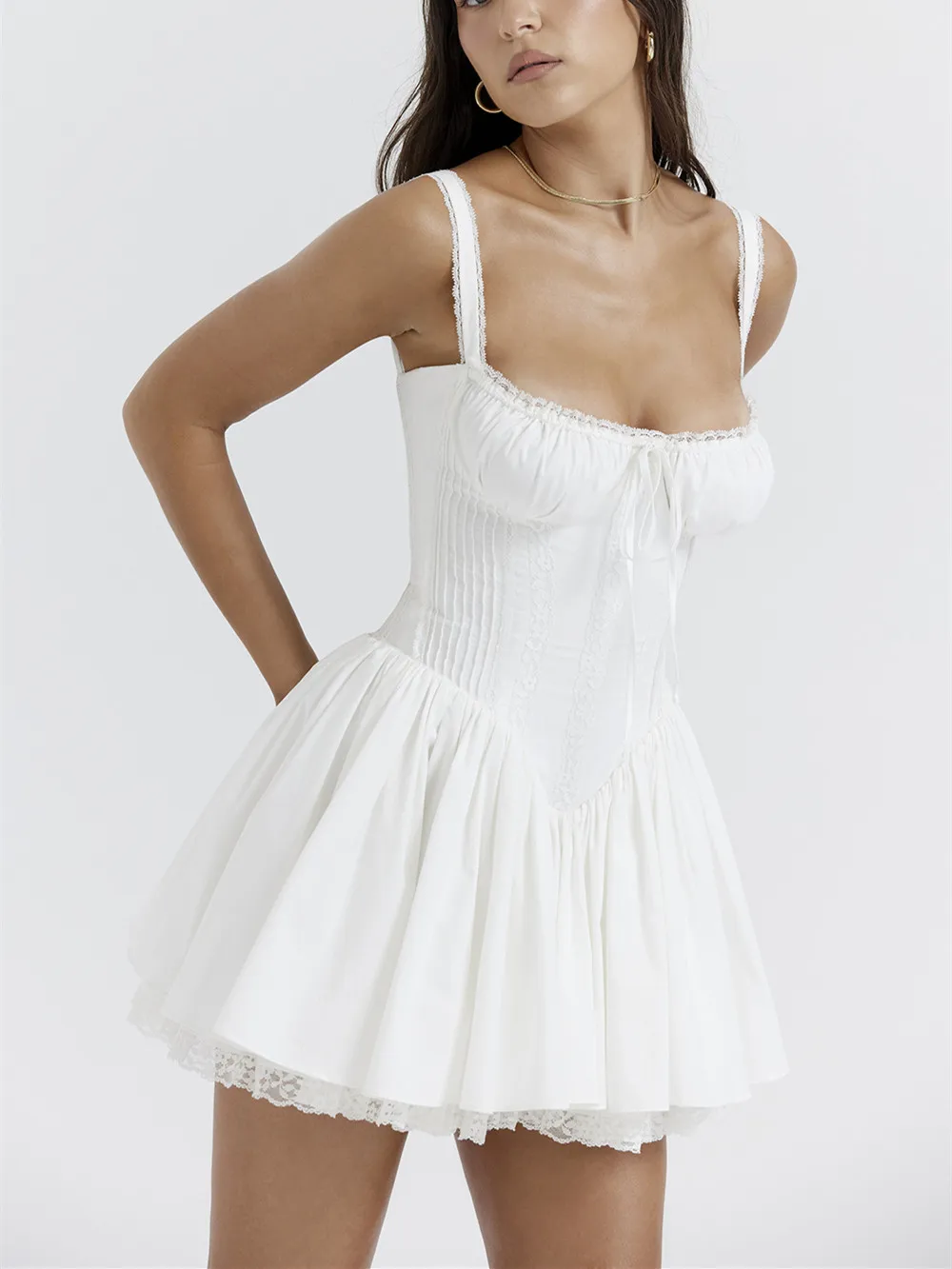 Women Summer Flowy Square Neck Tie-Up Tank Casual A-Line Dress - Image 20
