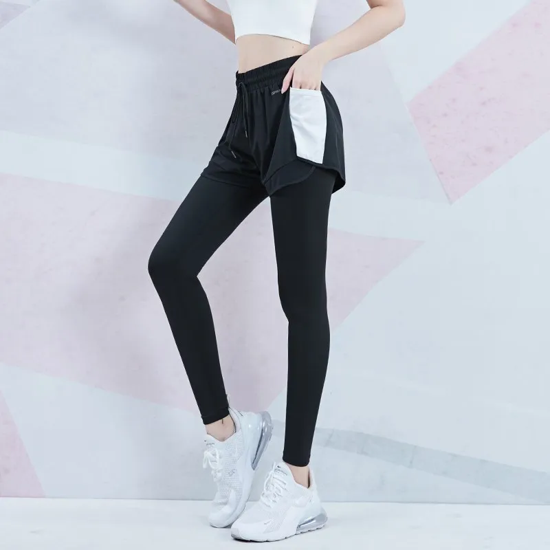 Elastic Waist Mesh 2 in 1 Gym Leggings Sweatpants - Image 2