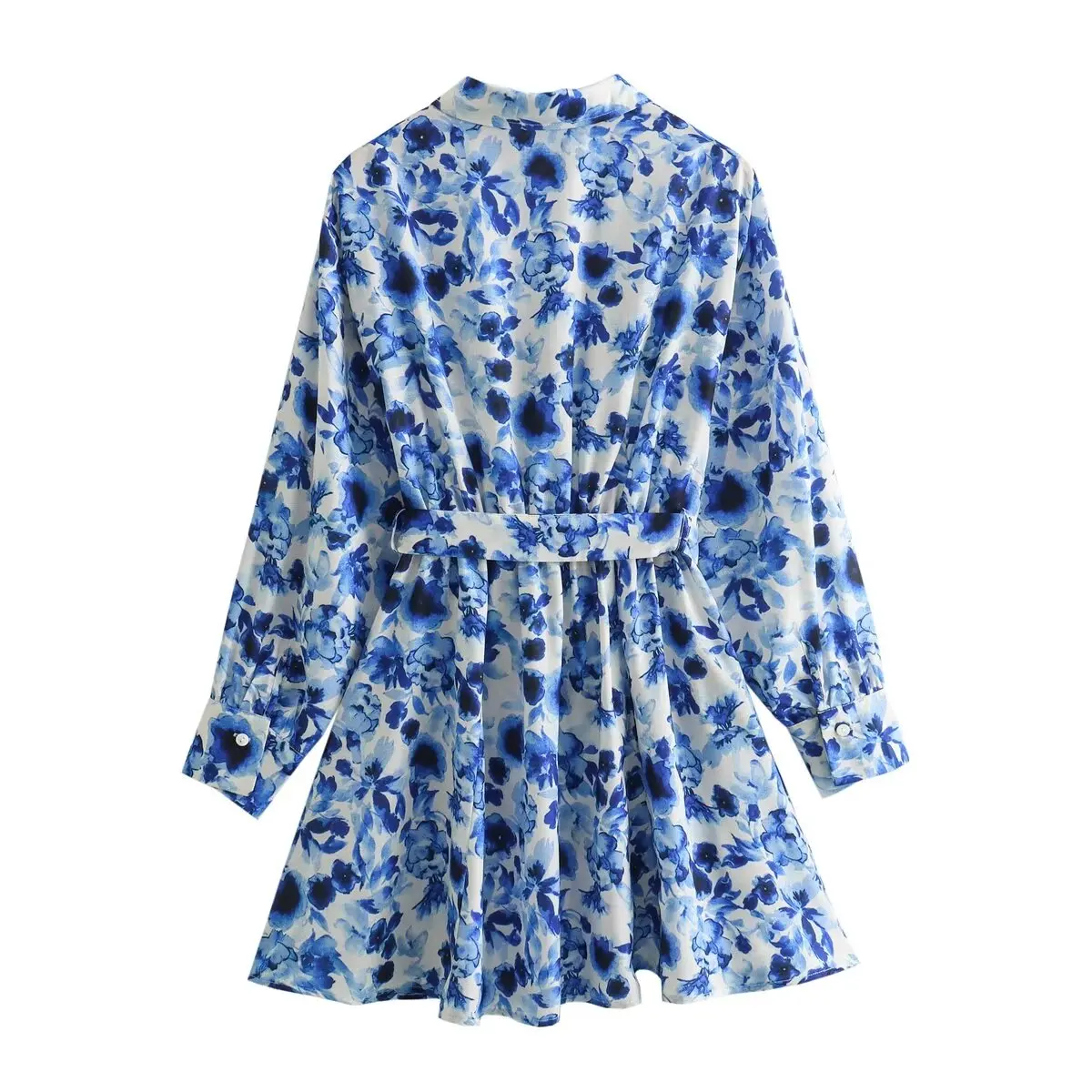 Women's 2024 Summer New Leisure Vacation Style Waist Lace up Shirt Short Skirt Mini Dress - Image 14