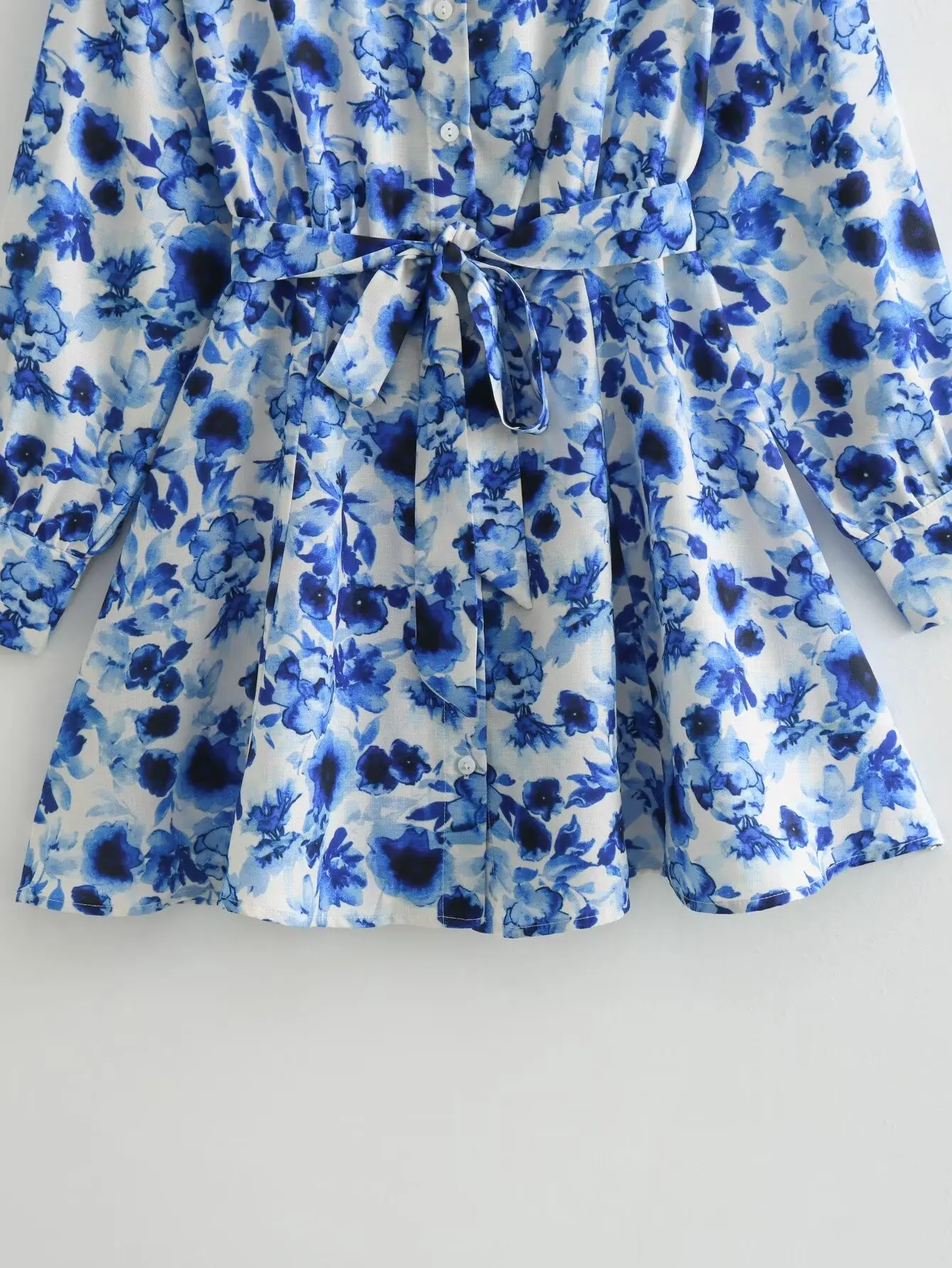 Women's 2024 Summer New Leisure Vacation Style Waist Lace up Shirt Short Skirt Mini Dress - Image 4