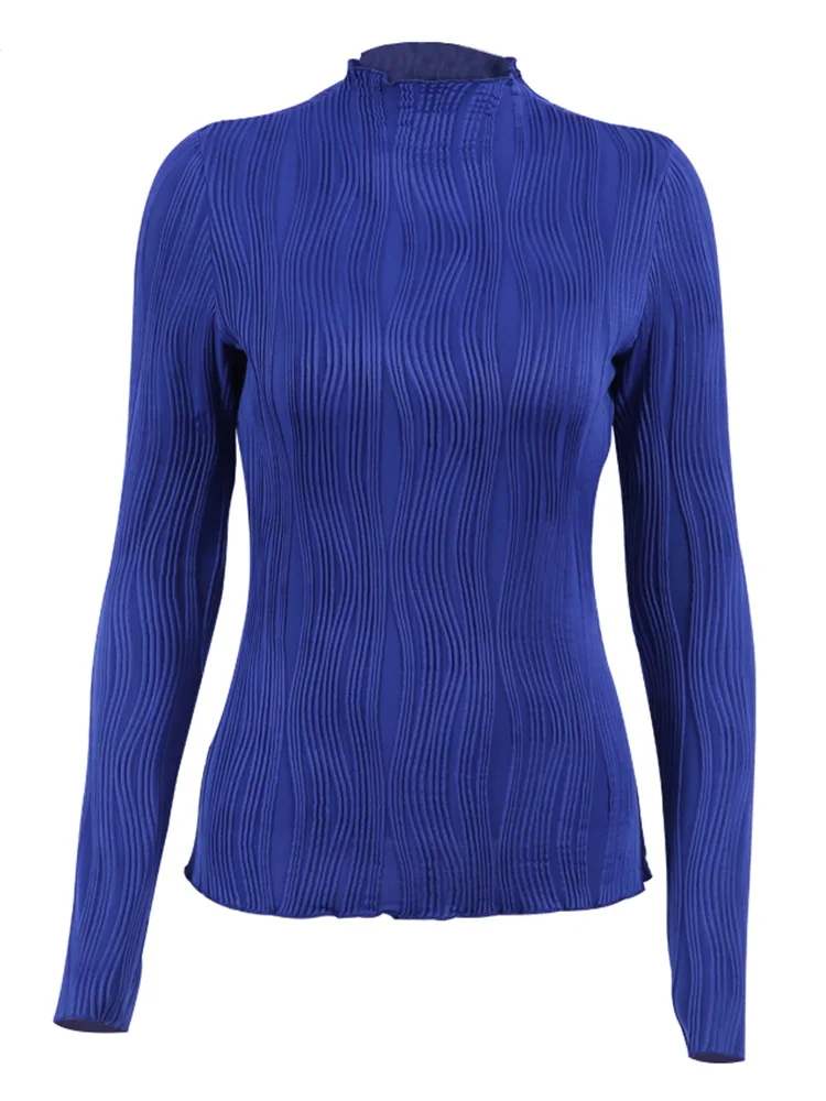 Chic Jersey Turtleneck Long Sleeve Tee - Image 6