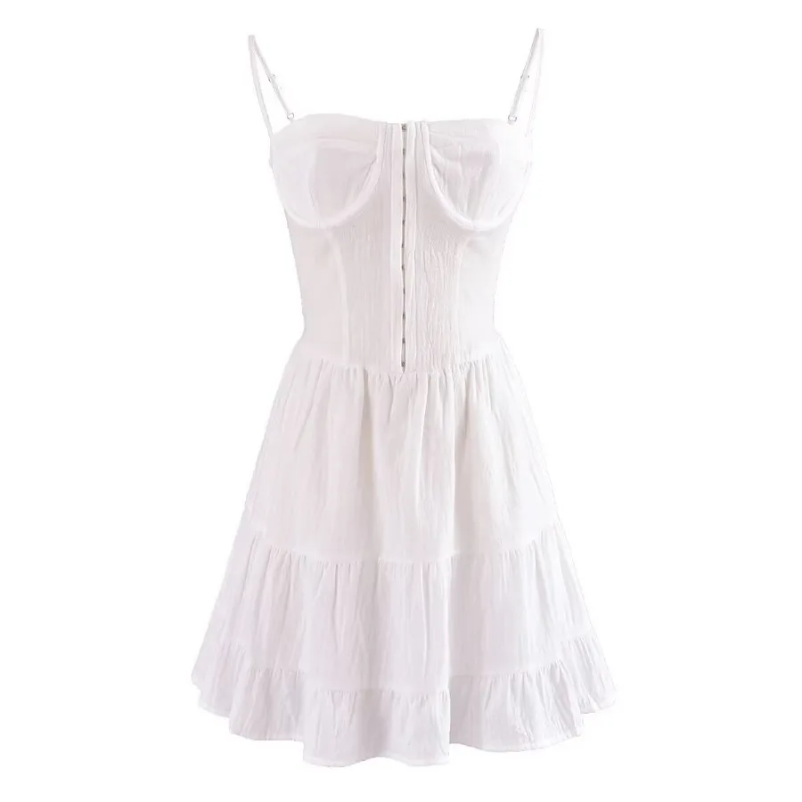 Sexy Deep V-neck Striped Women's 2024 New Waist Lace up Ruffle Edge Skinny Mini Dress - Image 17