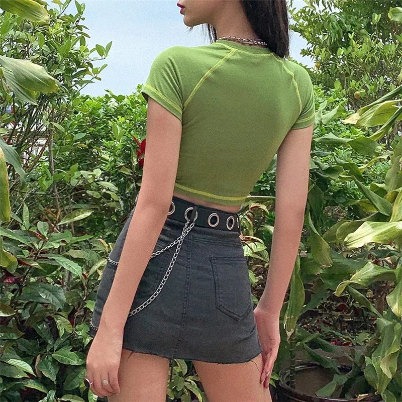 Sexy V-neck Polo Neck Short Sleeve Tee - Image 9