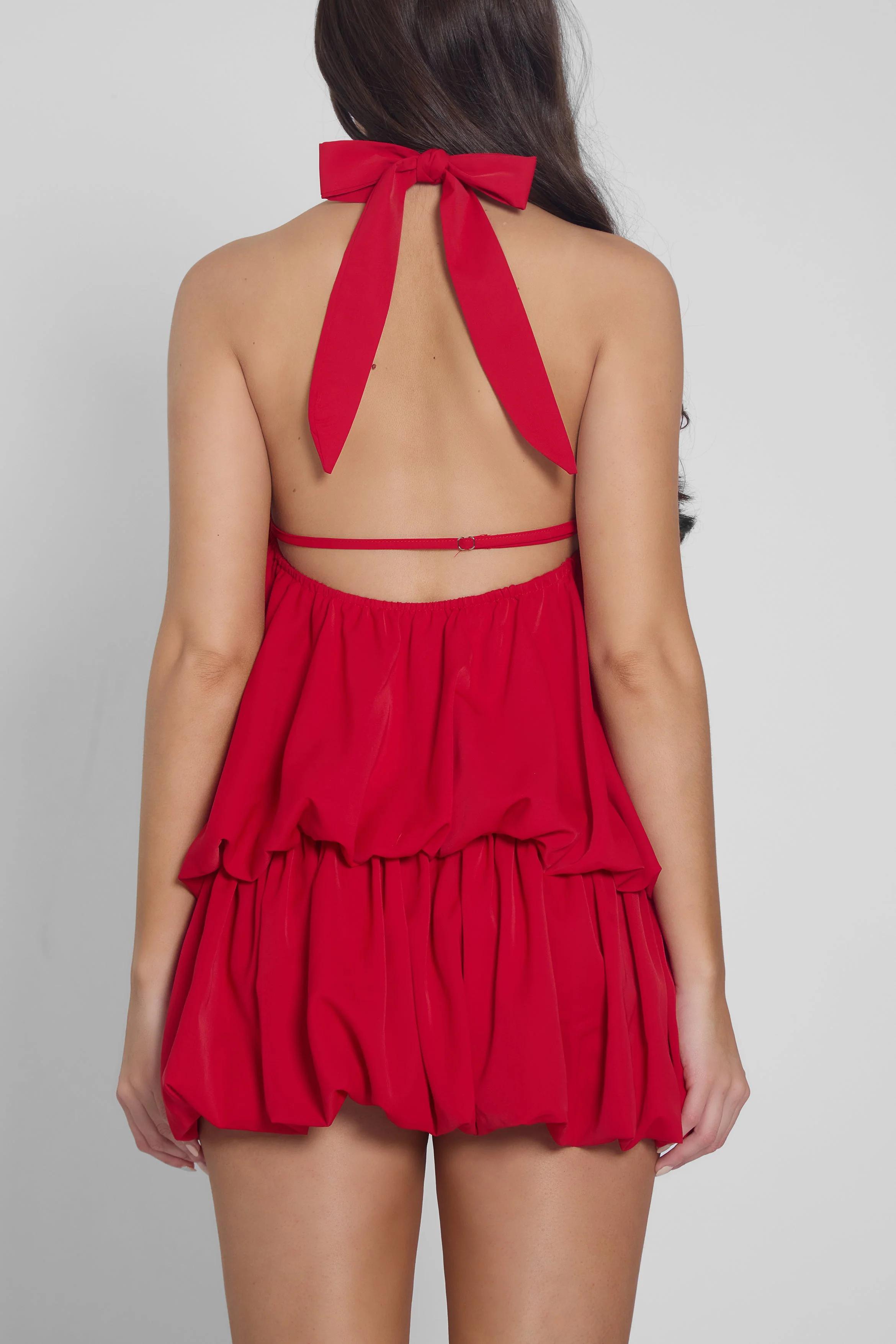 Cherry Bubble Mini Trendy Dress - Red - Image 2