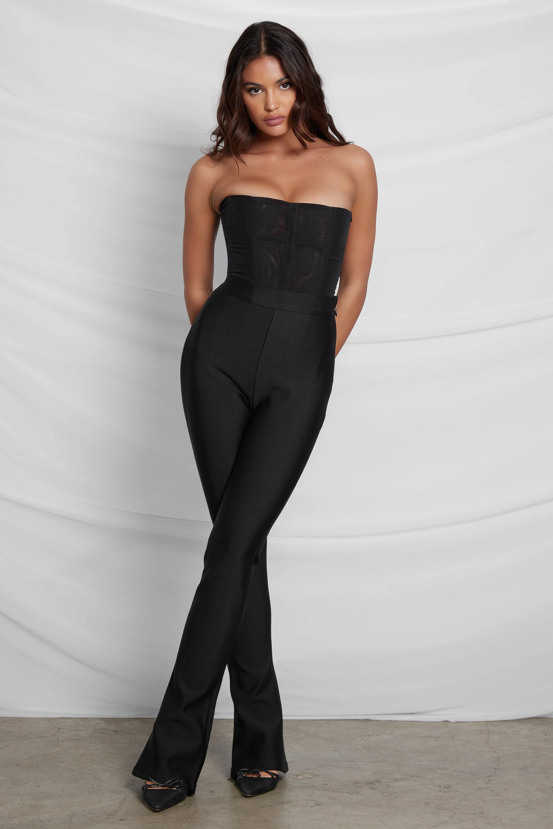 Haze High Waist Trendy Bandage Pants - Black - Image 2
