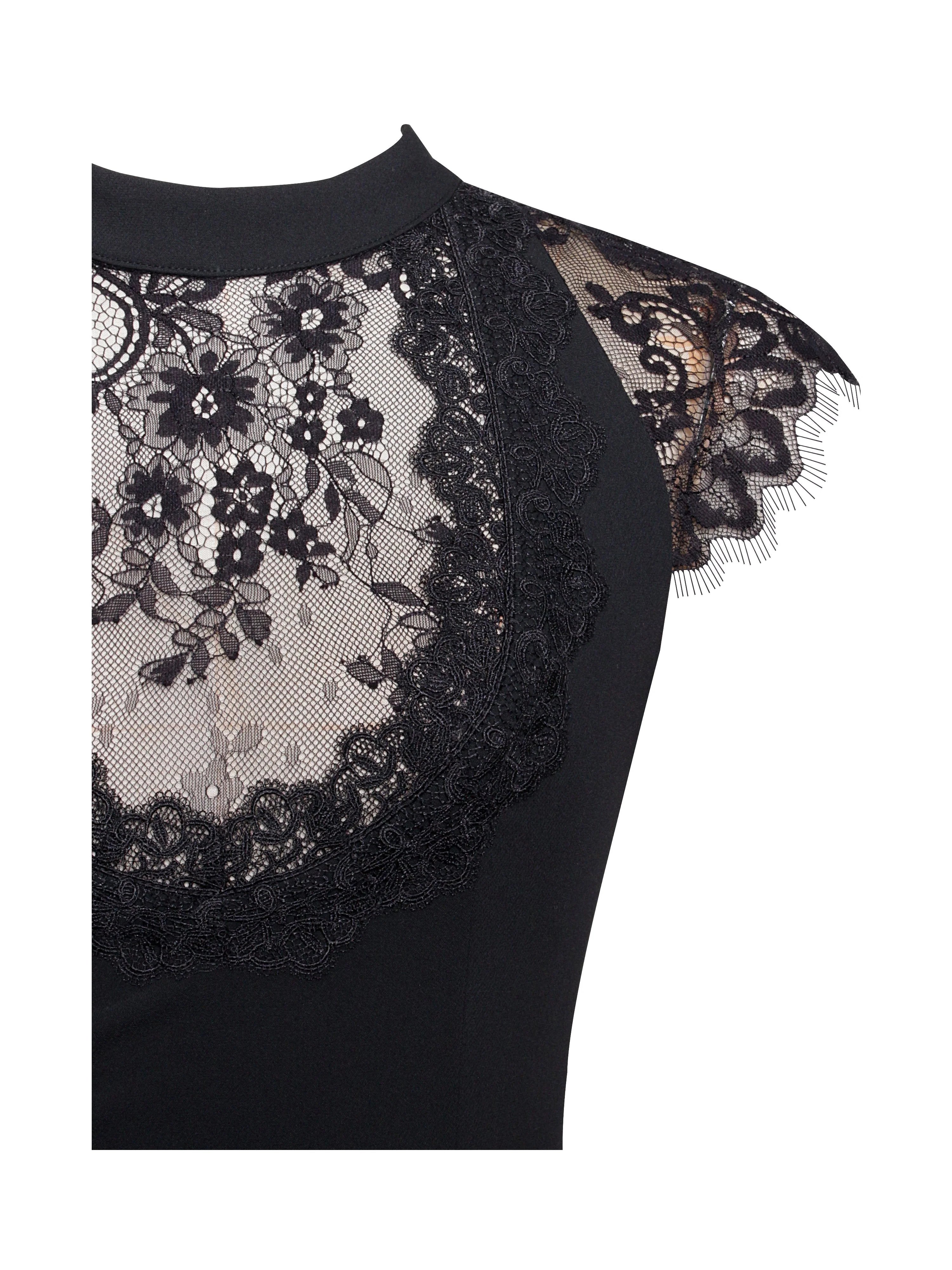 Quinella Black Lace Charming Crepe Backless Mini Dress - Image 15