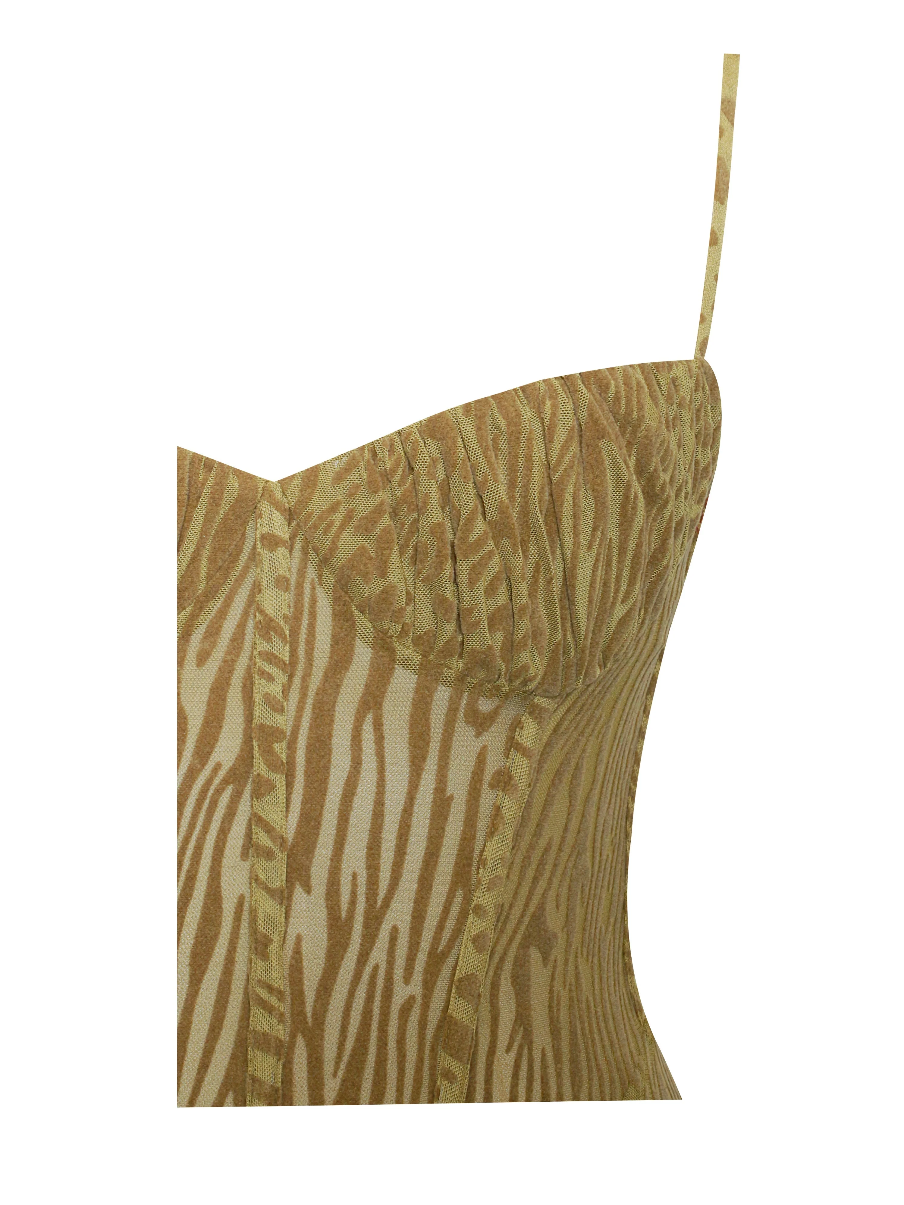 Ulani Gold Burnout Velvet Graceful Detail Mesh Maxi Dress - Image 17