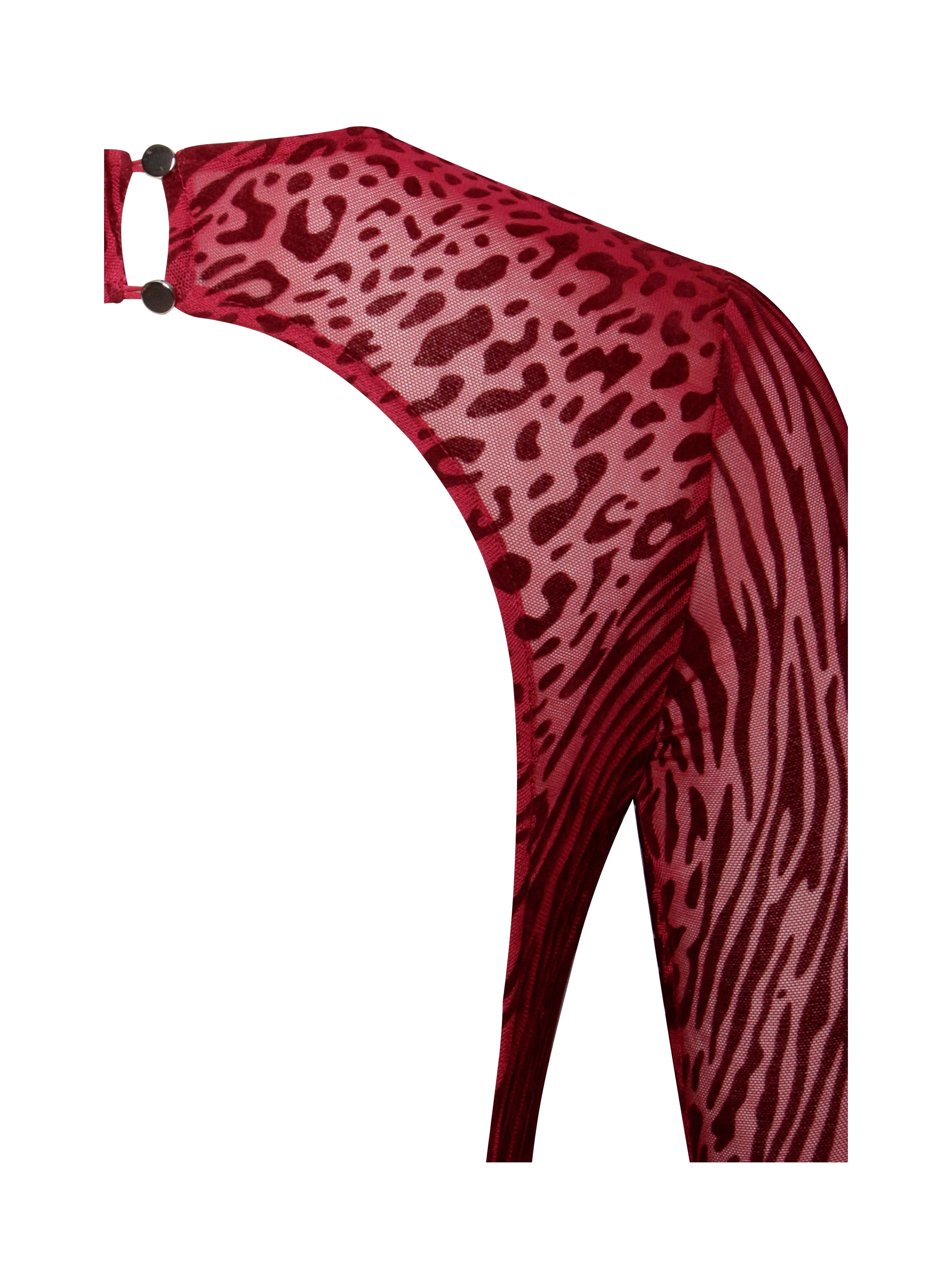 Waylynn Burgundy Burnout Velvet Graceful Detail Mesh Backless Maxi Dress - Image 29