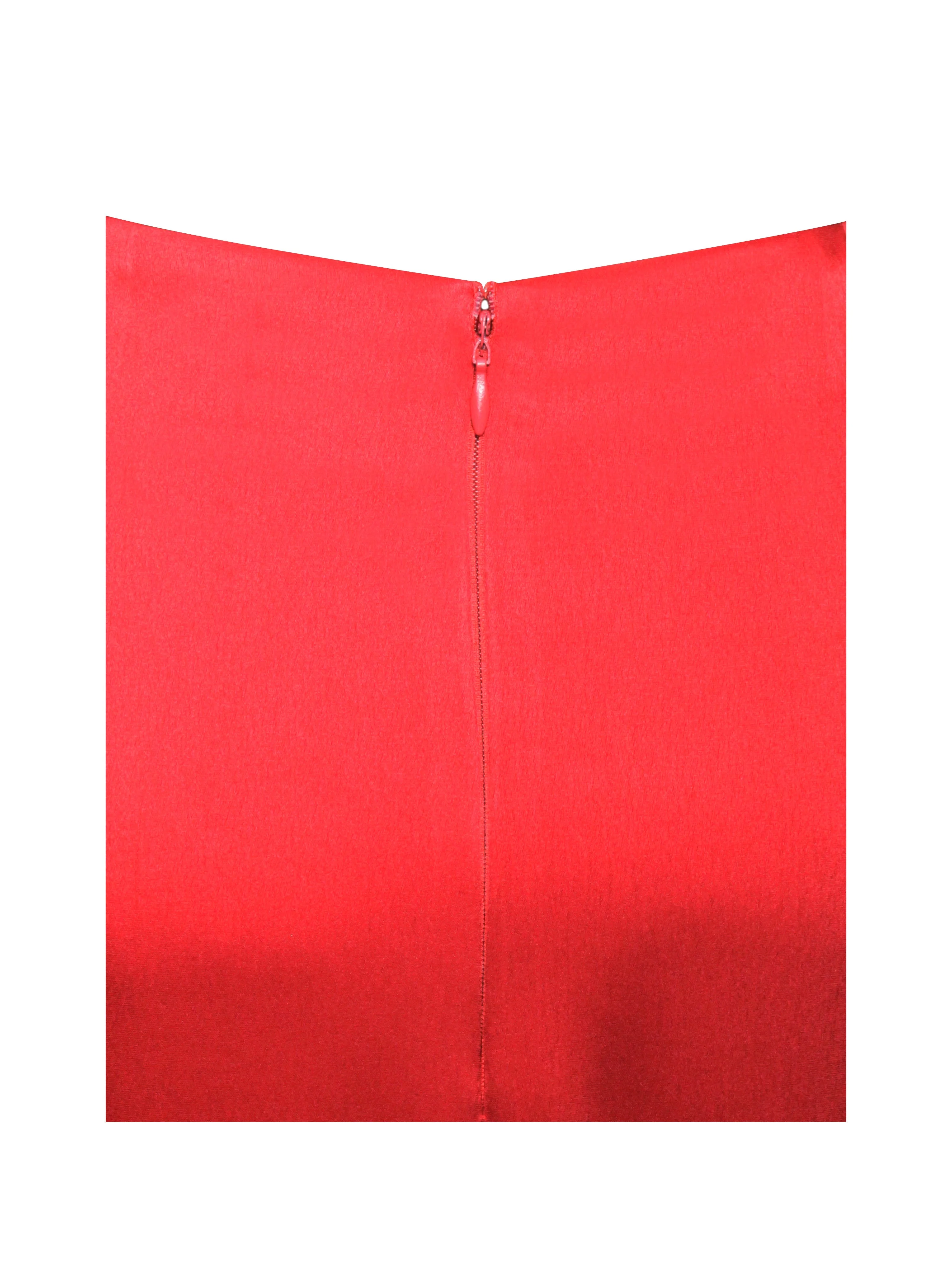Kadesha Red Crystal High Graceful Slit Satin Corset Gown - Image 15