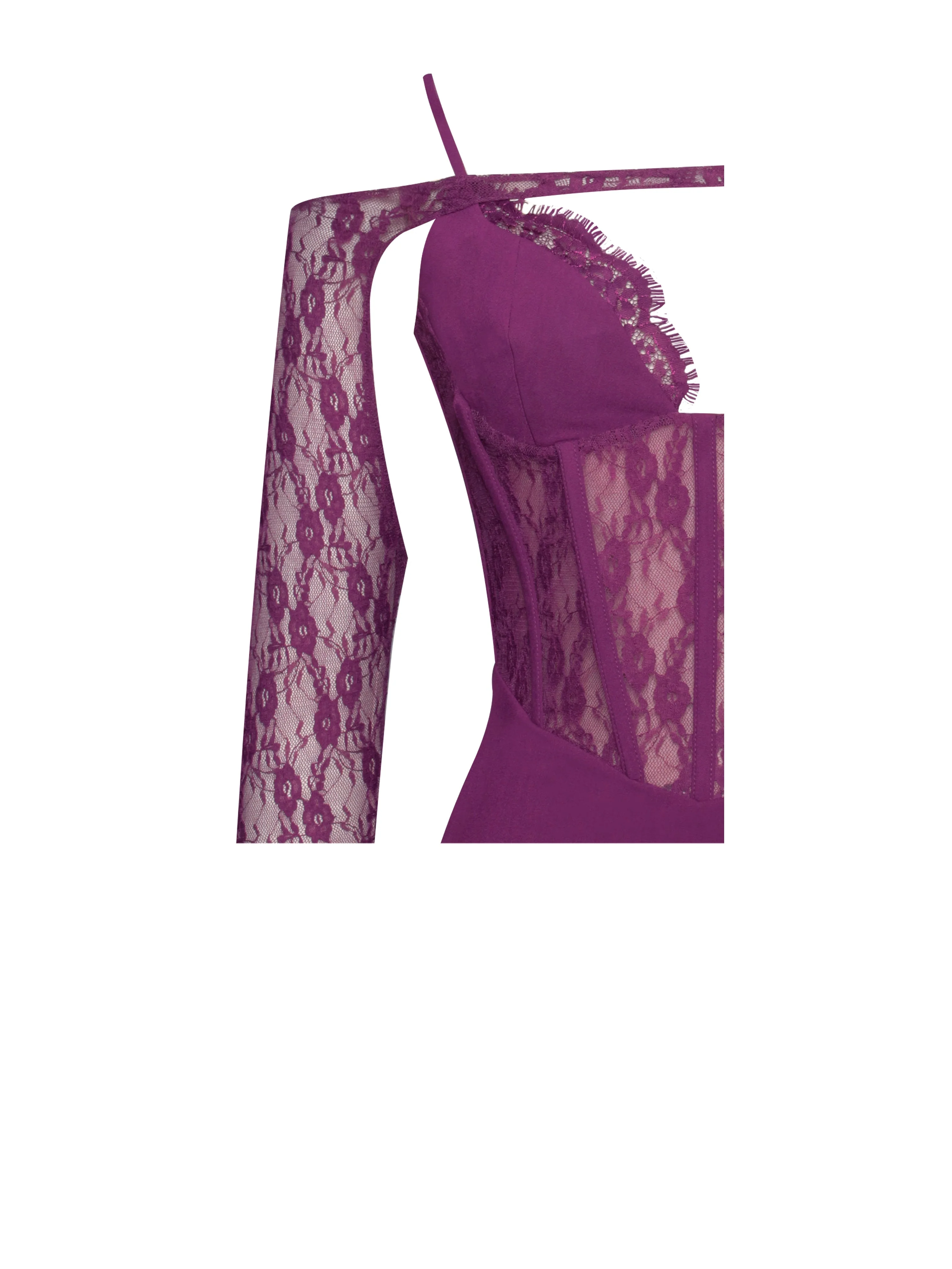 Elsie Purple Lace Charming and Crepe Mini Dress - Image 23