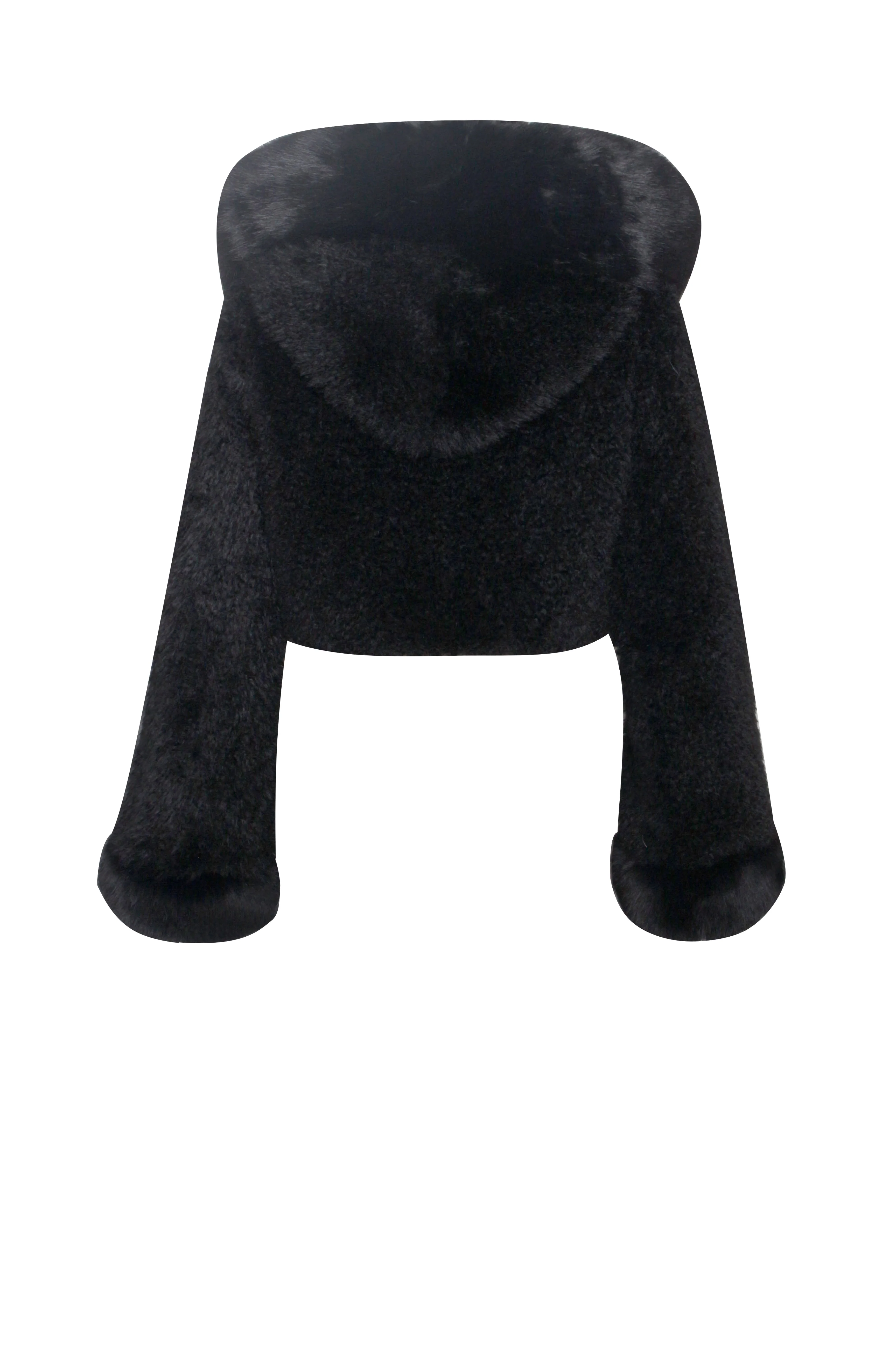 Kali Black Cropped Faux Graceful Fur Jacket With Hood - Image 31