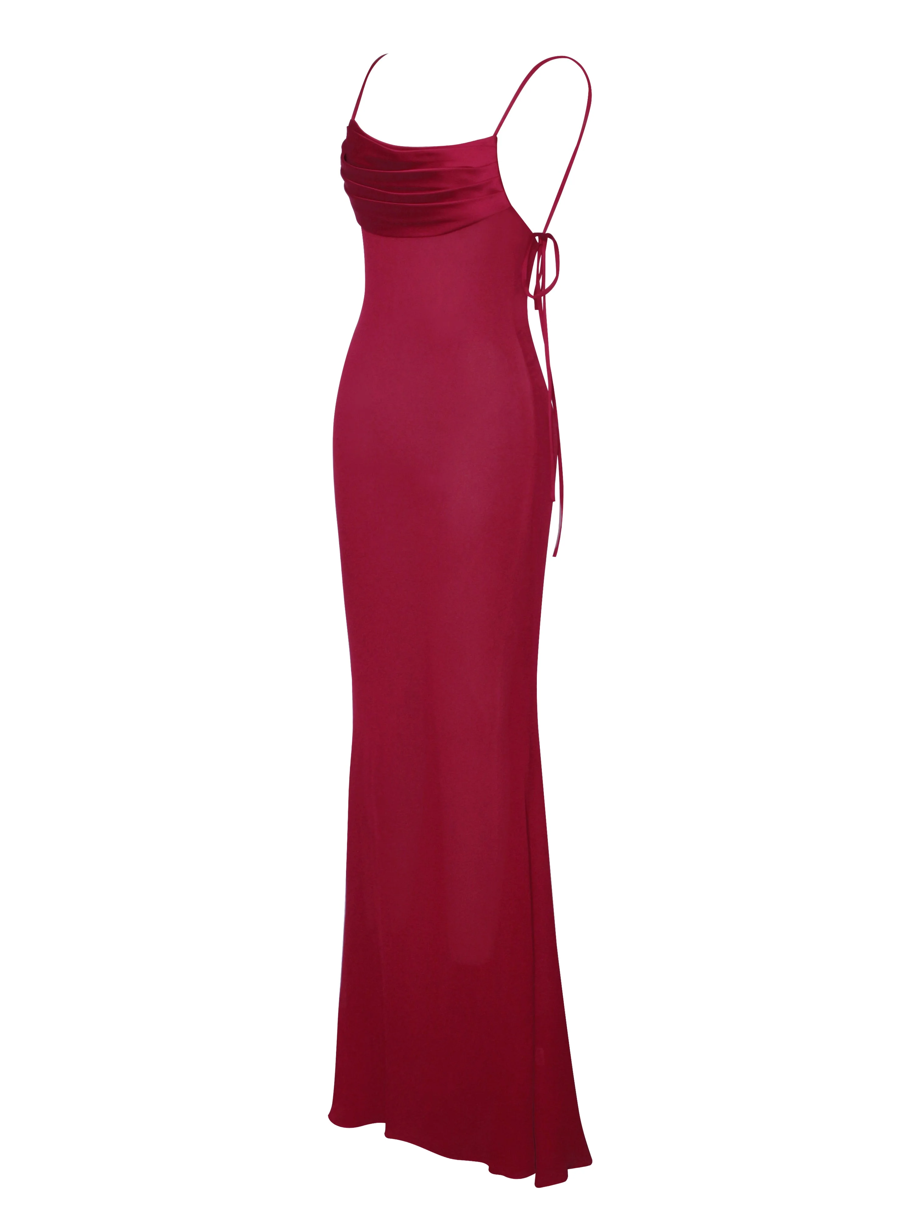 Tatiana Burgundy Rayon Charming Backless Maxi Dress - Image 9