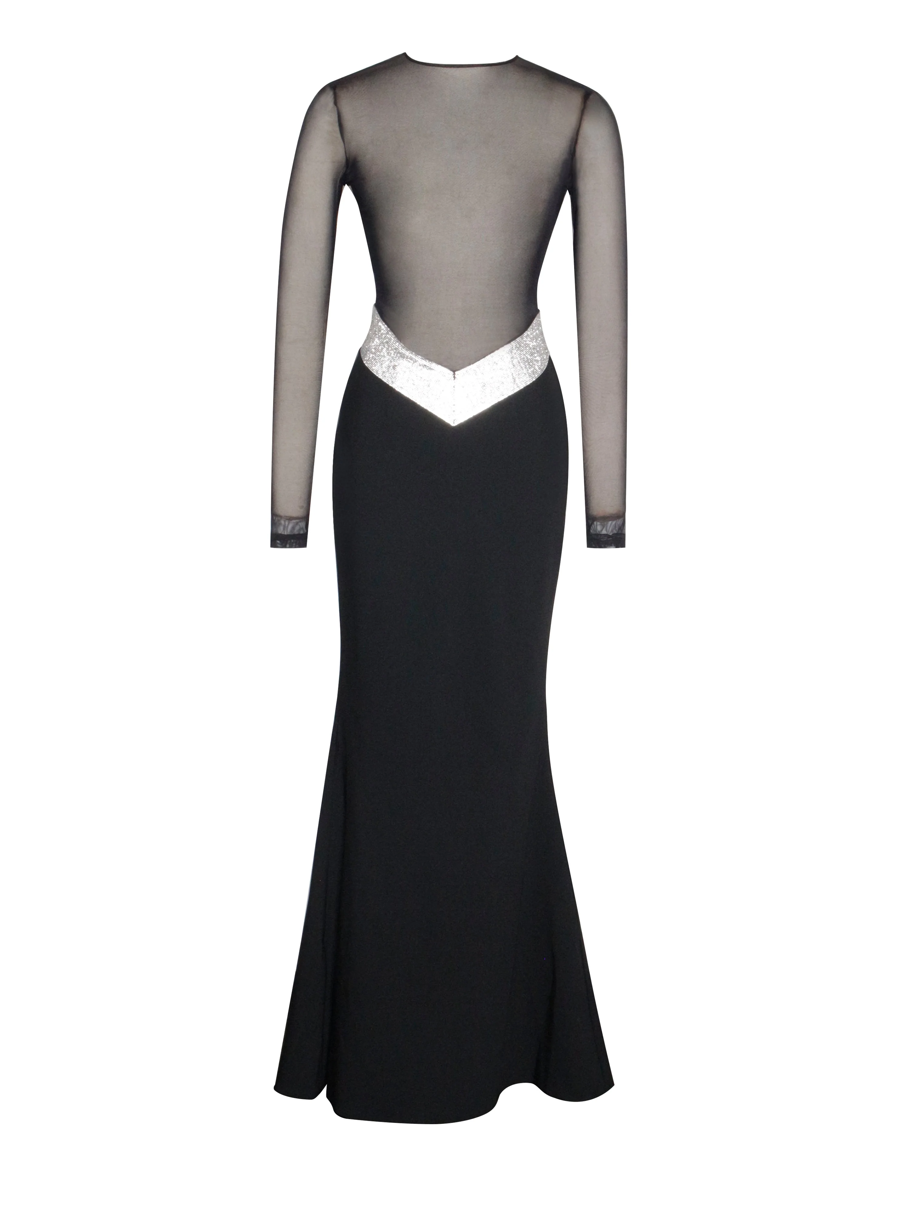 Aggie Black Sheer Maxi Graceful Dress With Crystal Waist Trim - Image 17