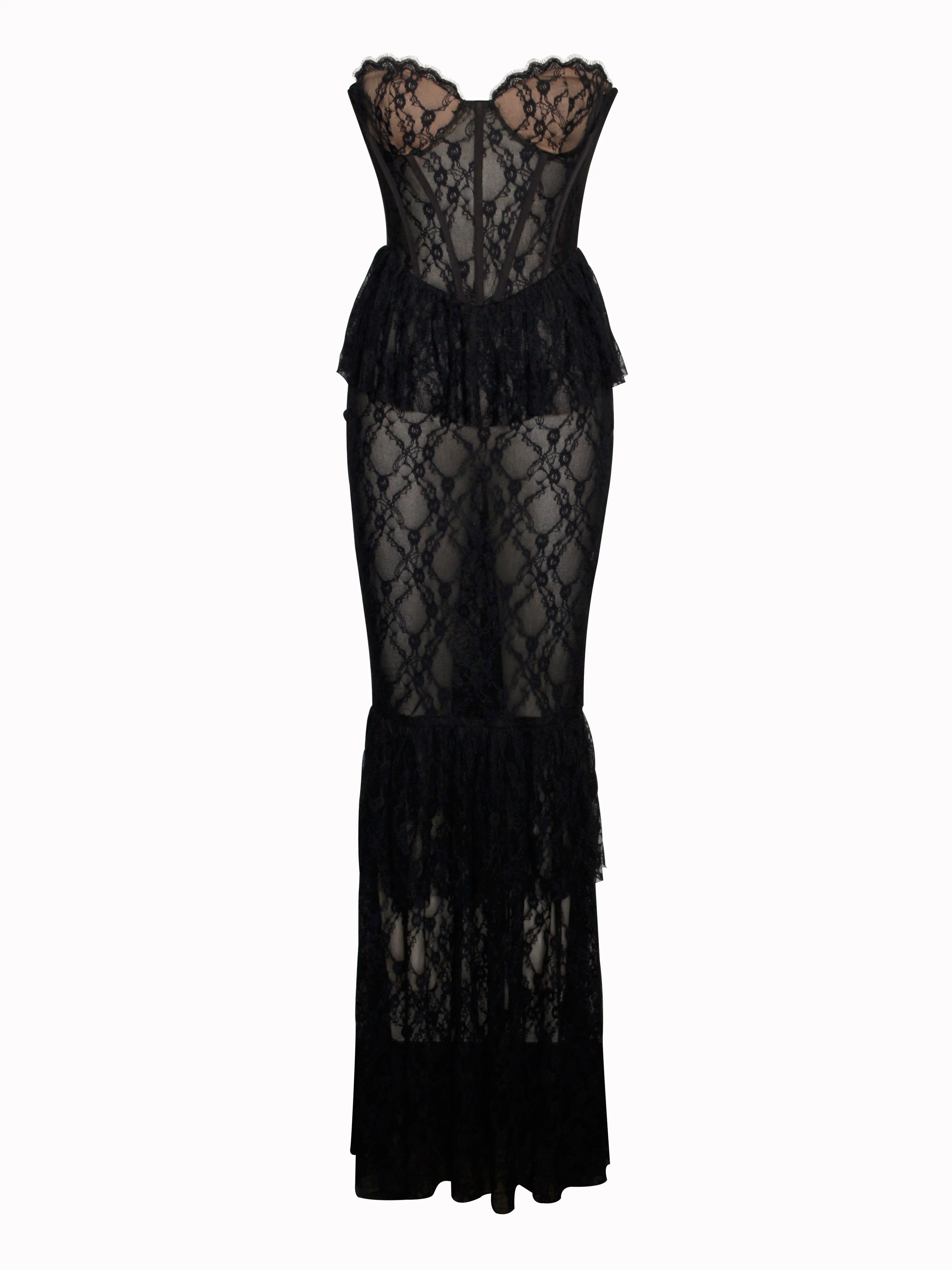 Quennell Black Lace Charming Corset Maxi Dress - Image 13