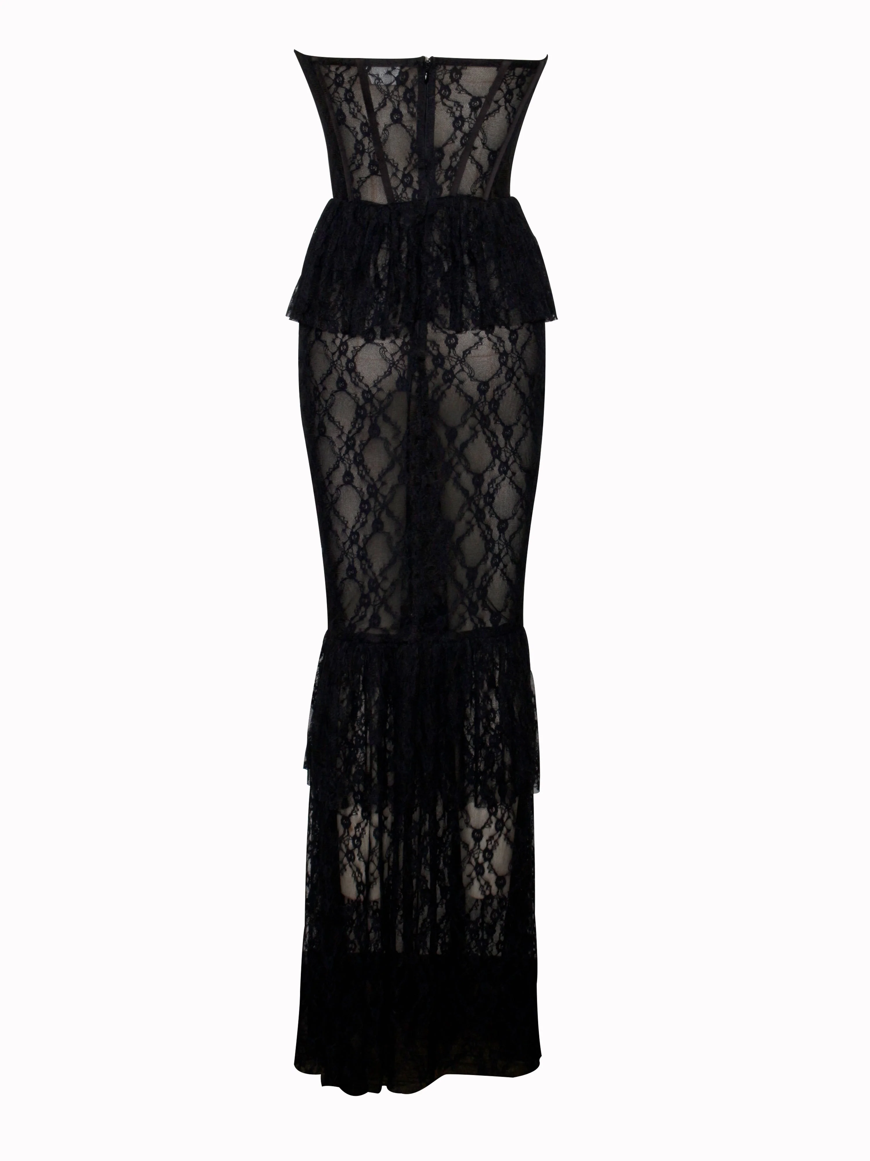 Quennell Black Lace Charming Corset Maxi Dress - Image 27
