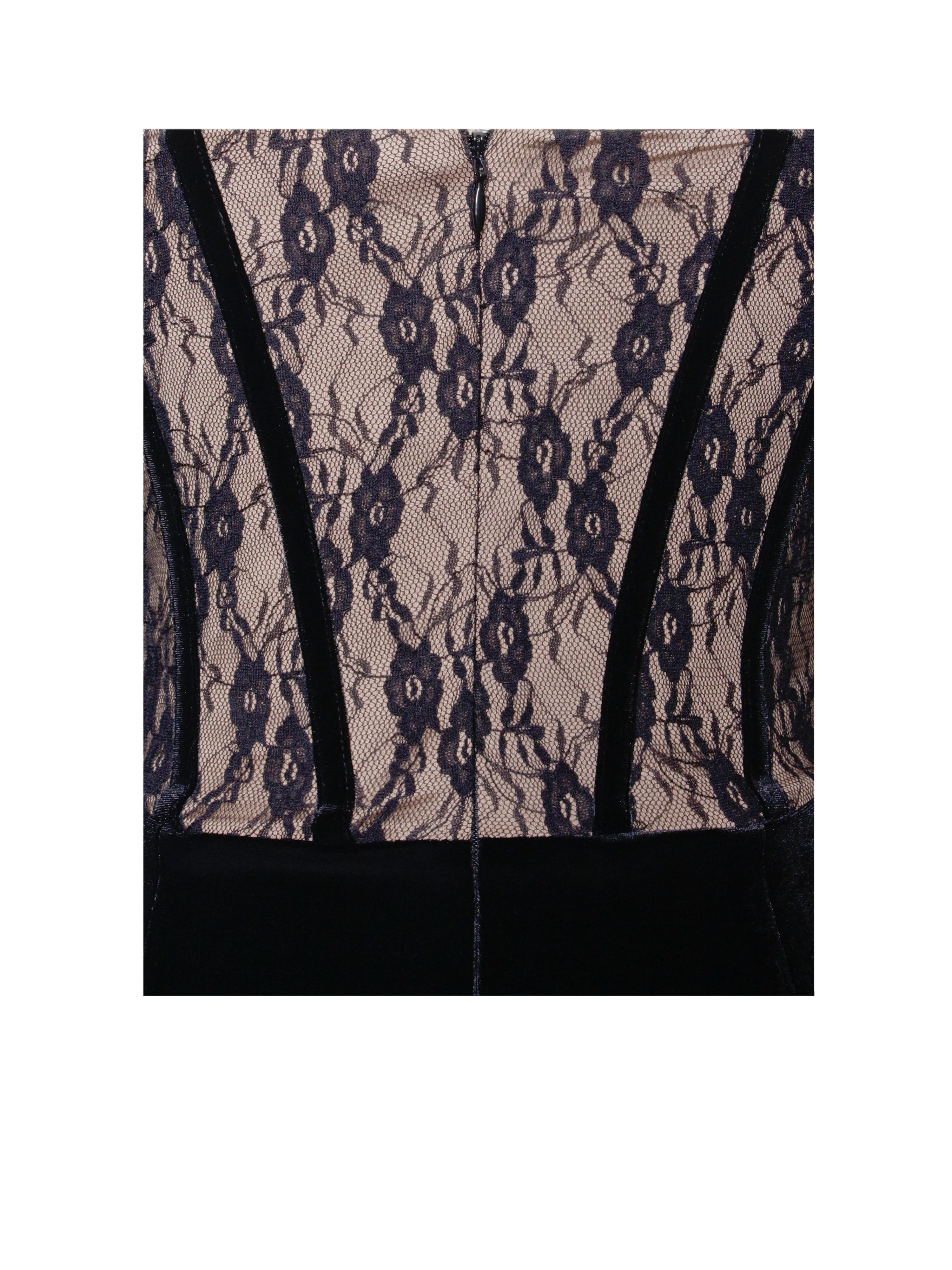 Gaia Black Lace Velvet Graceful Corset Side Slit Dress - Image 15