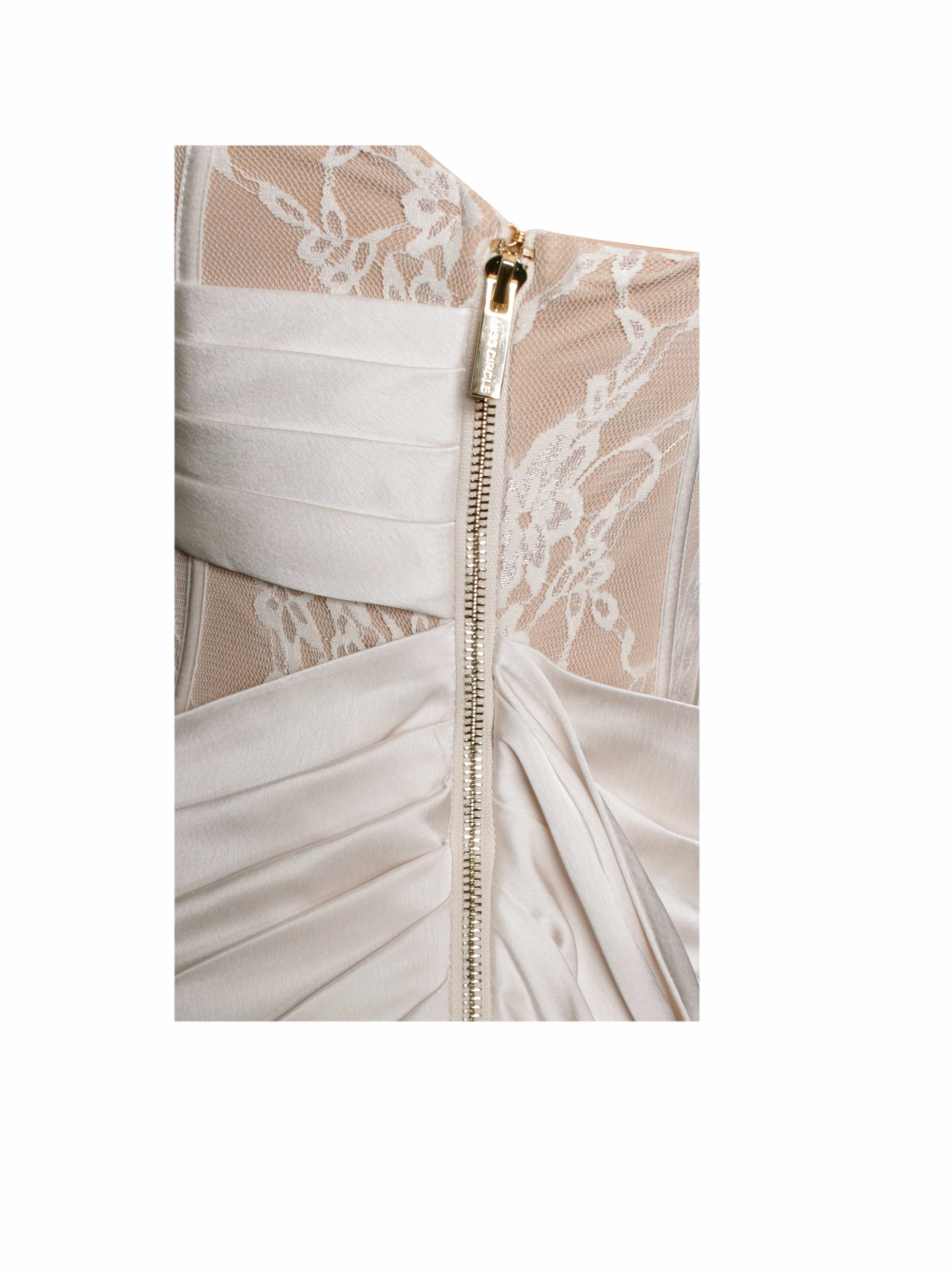 Callie Pearl White Lace Graceful Satin Corset High Slit Gown - Image 13
