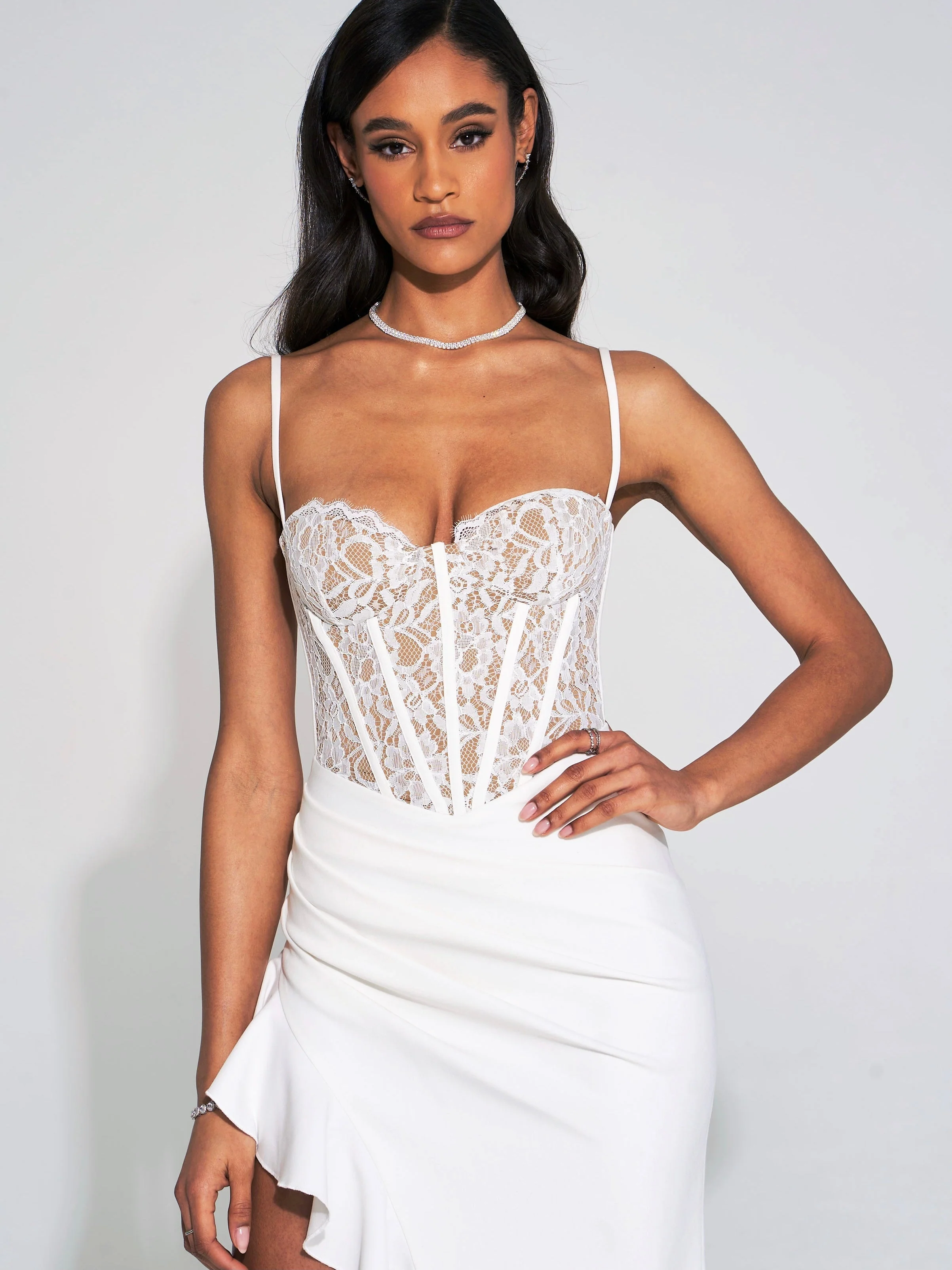 Junia White Lace Charming Corset Maxi Dress - Image 7