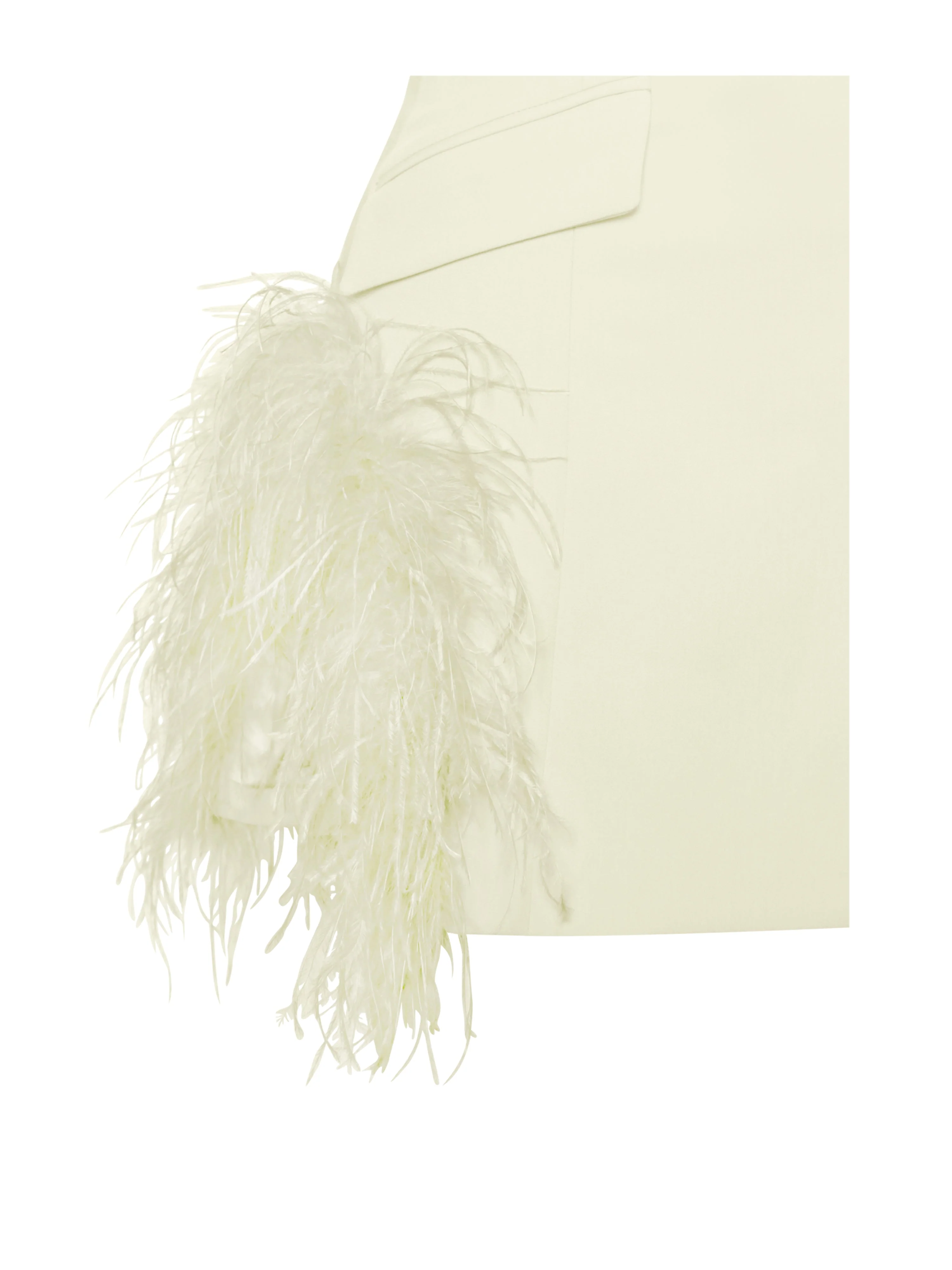 Madeline Pearl White Charming Feather Trim Blazer Dress - Image 15