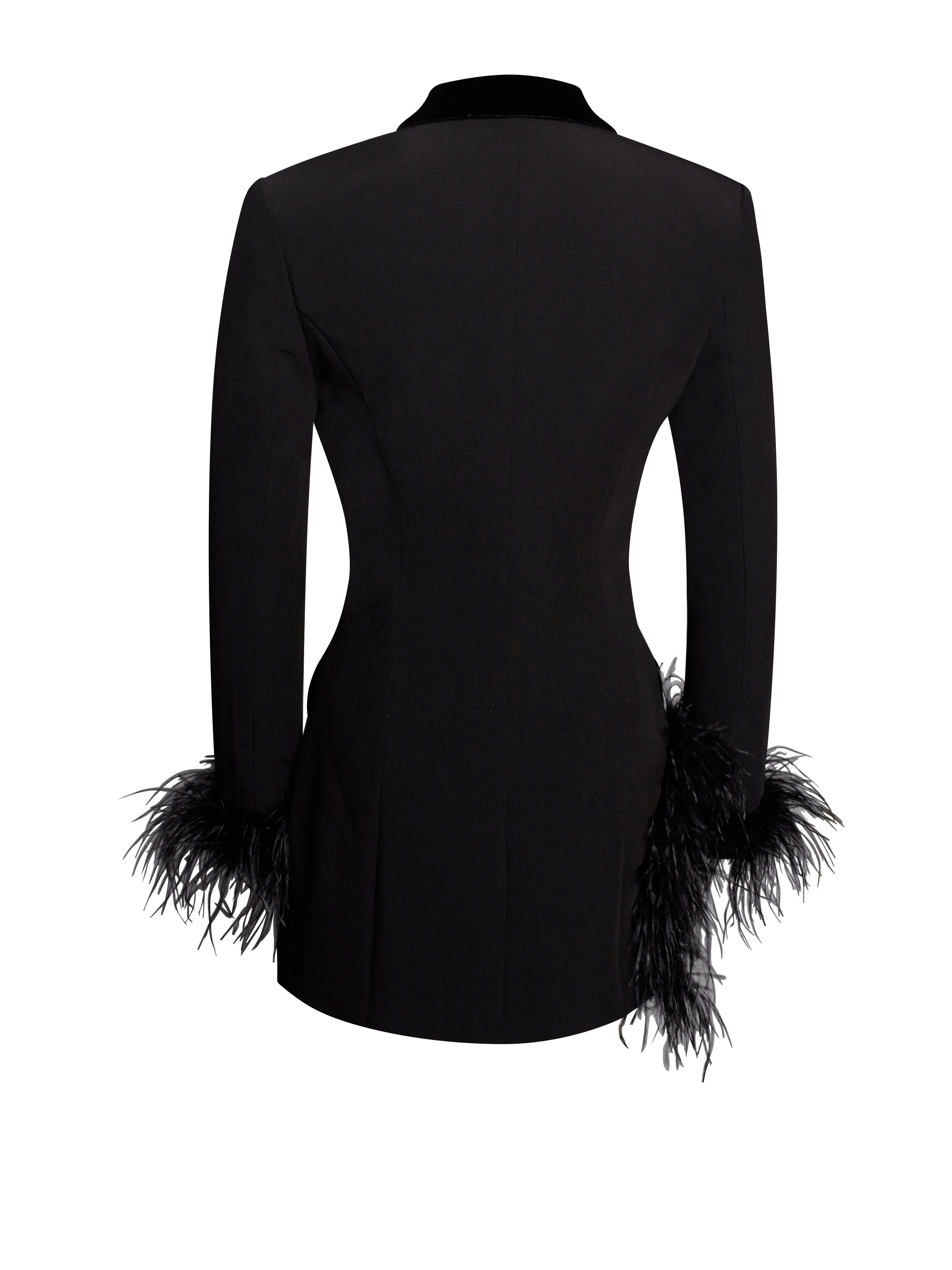 Madeline Black Feather Charming Trim Blazer Dress - Image 13